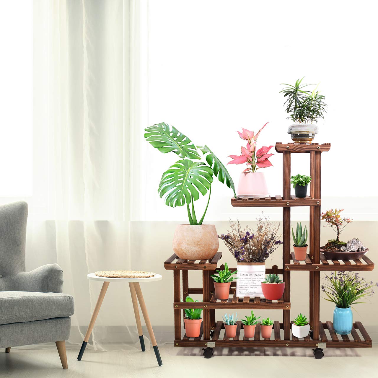 Support à Plantes CFMOUR En Bois - 12 Niveaux - 157.9cm Hauteur - Pour Intérieur/Extérieur