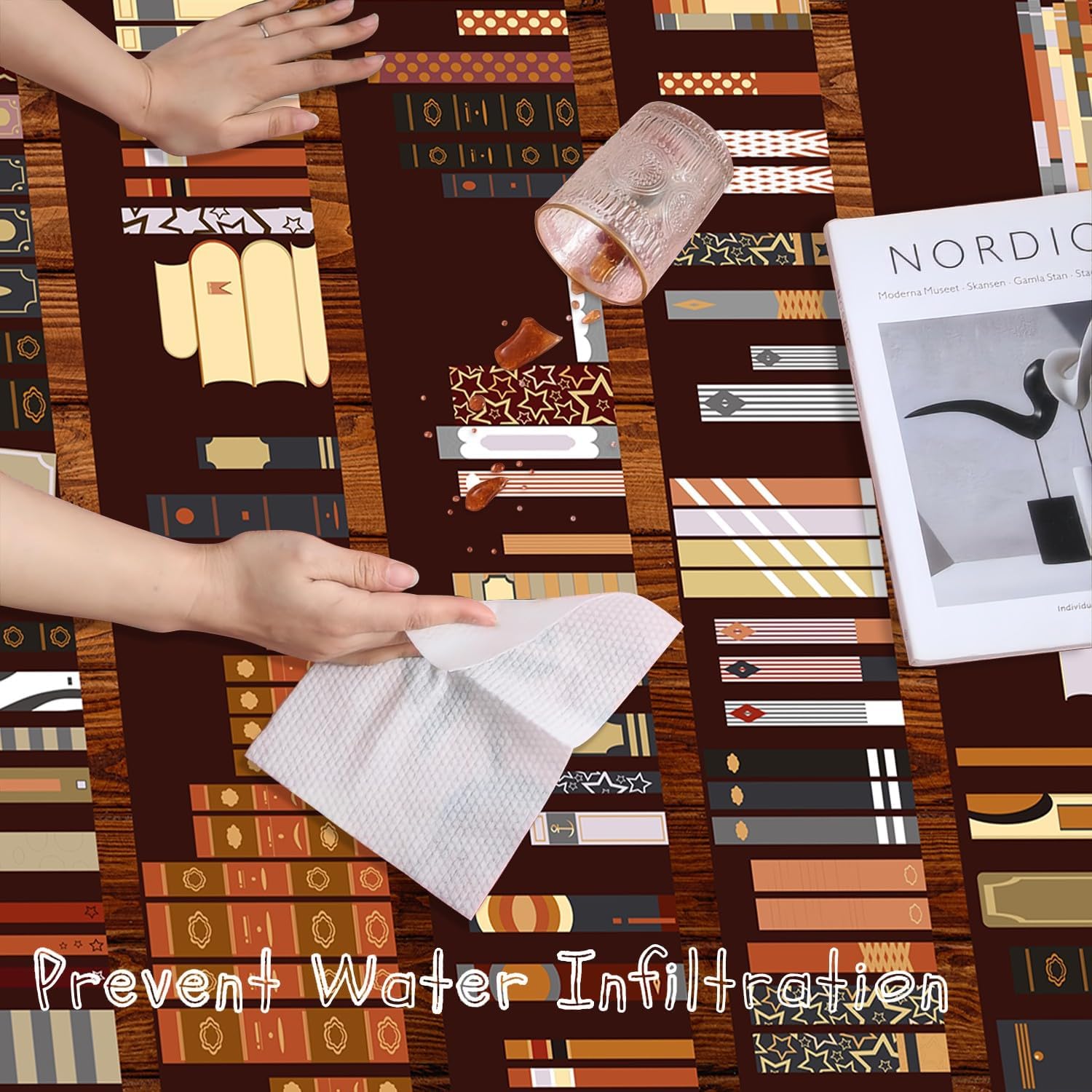 Back to School Area Rug, 5x7ft, Vintage Doormat Bookshelf Bookworm Library Book Rug, Non Skid Low-Profile Non-Shedding Mats Floor Carpet Indoor Throw Rugs for Living Room Bedroom