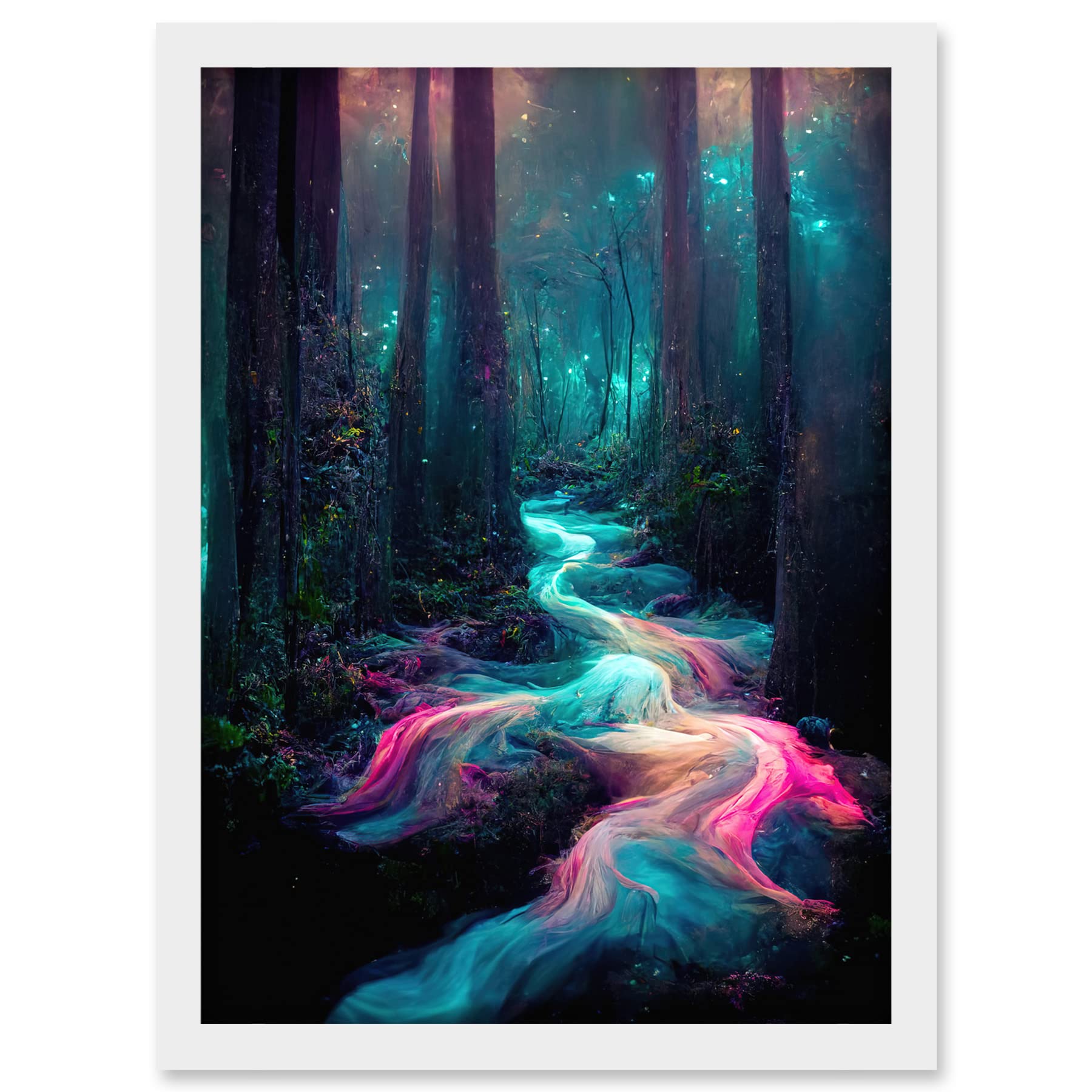 Doppelganger33 LTD The Enchanted Forest Magical Fantasy River Artwork Framed A3 Wall Art Print