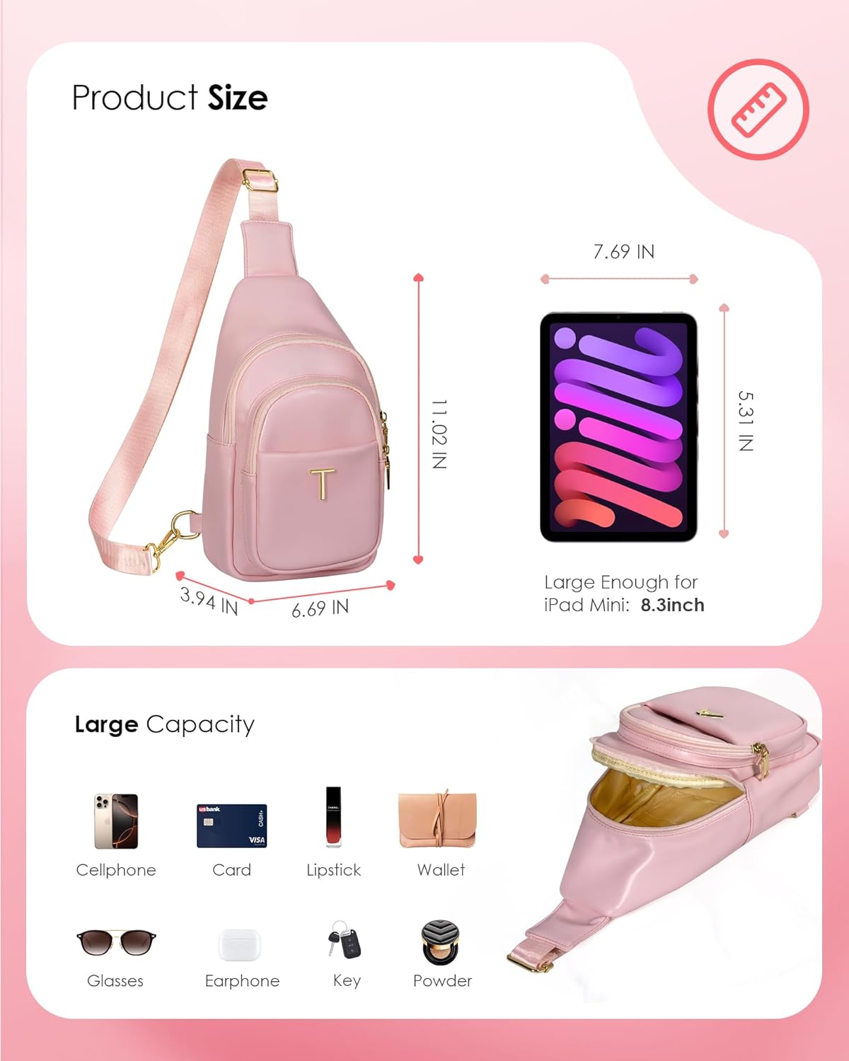 Birthday Gifts for Women Teen Girls, Initial Crossbody Sling Bag, Travel Purse for Women, Sister Gifts - Image 5