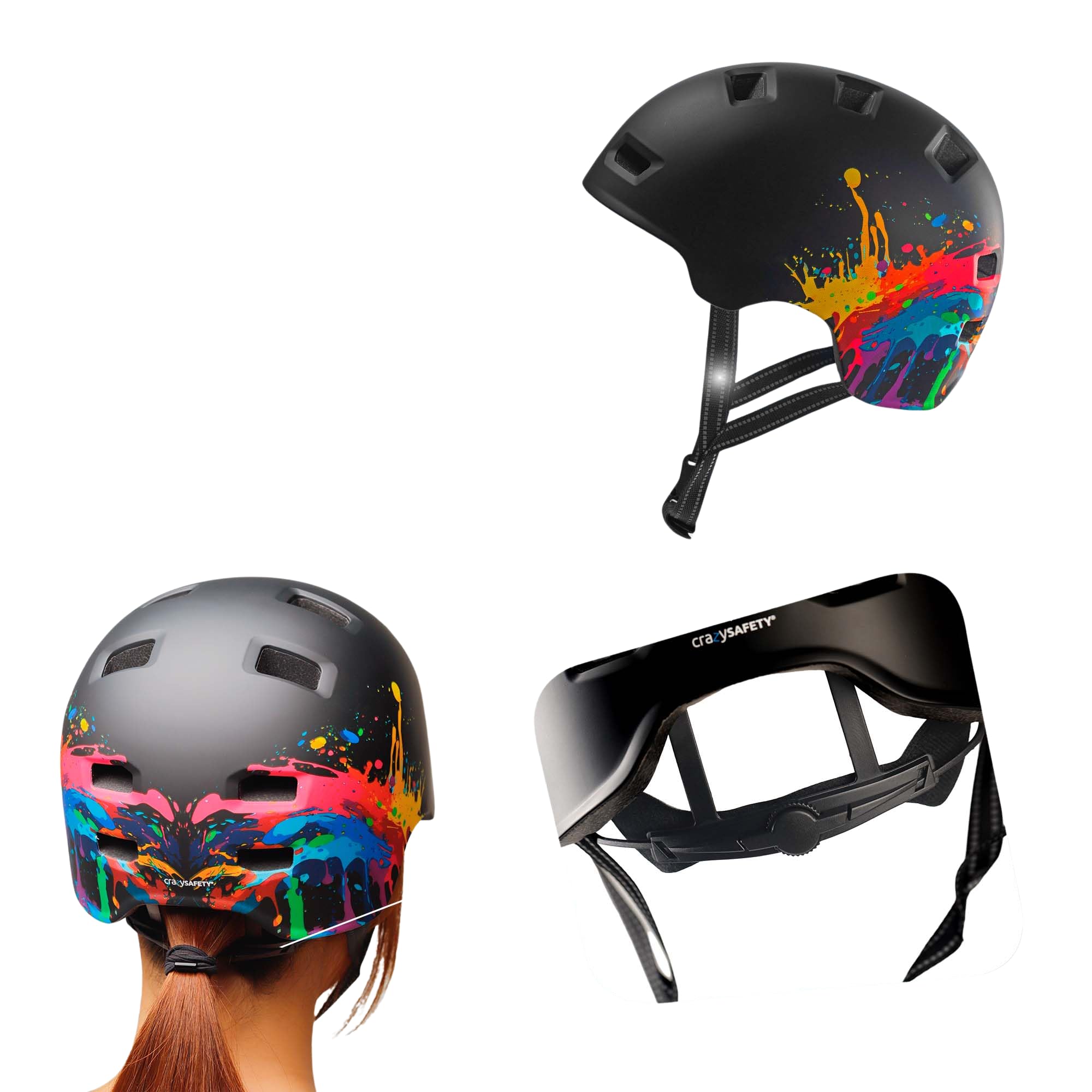 Crazy Safety RampageOrange SnakeKask do rowerów, deskorolek, łyżworolek i rowerów BMX, kask rowerowy dla mężczyzn, kobiet i dzieci, M (54-57 cm), regulowany kask skaterski i rowerowy