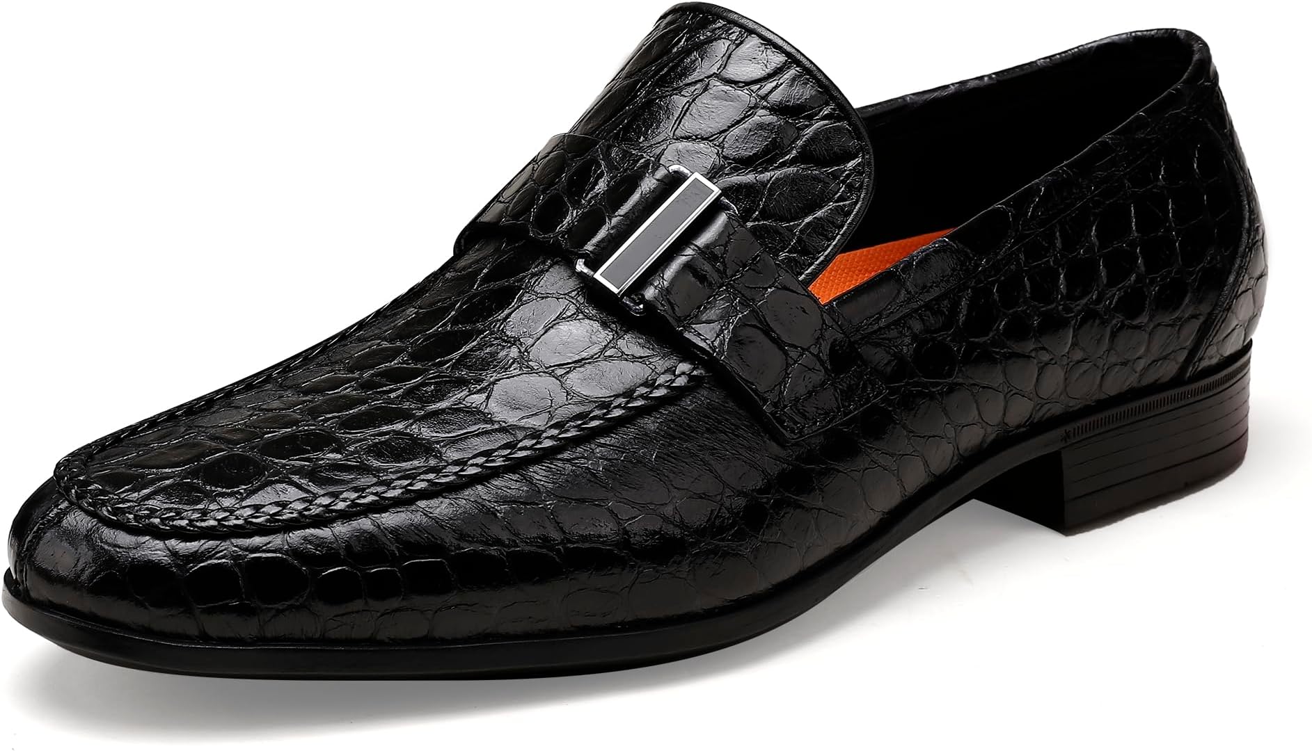Premium Dress Shoes for Men, Classic Alligator Printed Business Leather Dress Slip on Loafer Shoes for Mens