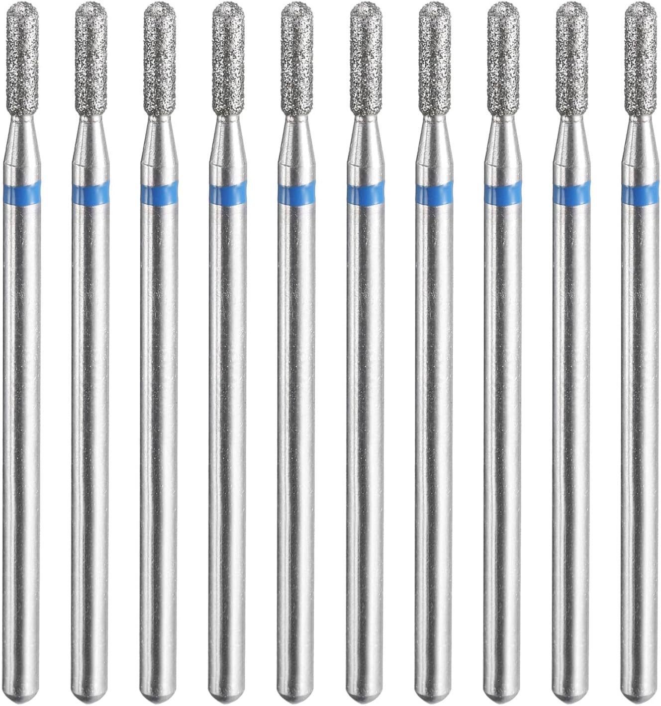 HARFINGTON 10pcs 120-140 Grits Diamond Grinding Bit 2mm Cylindrical Ball Head 2.35mm Shank 6.8mm Length Stone Sanding Drill Bits Rotary Tool for Ceramic Glass Nails Grinding Polishing