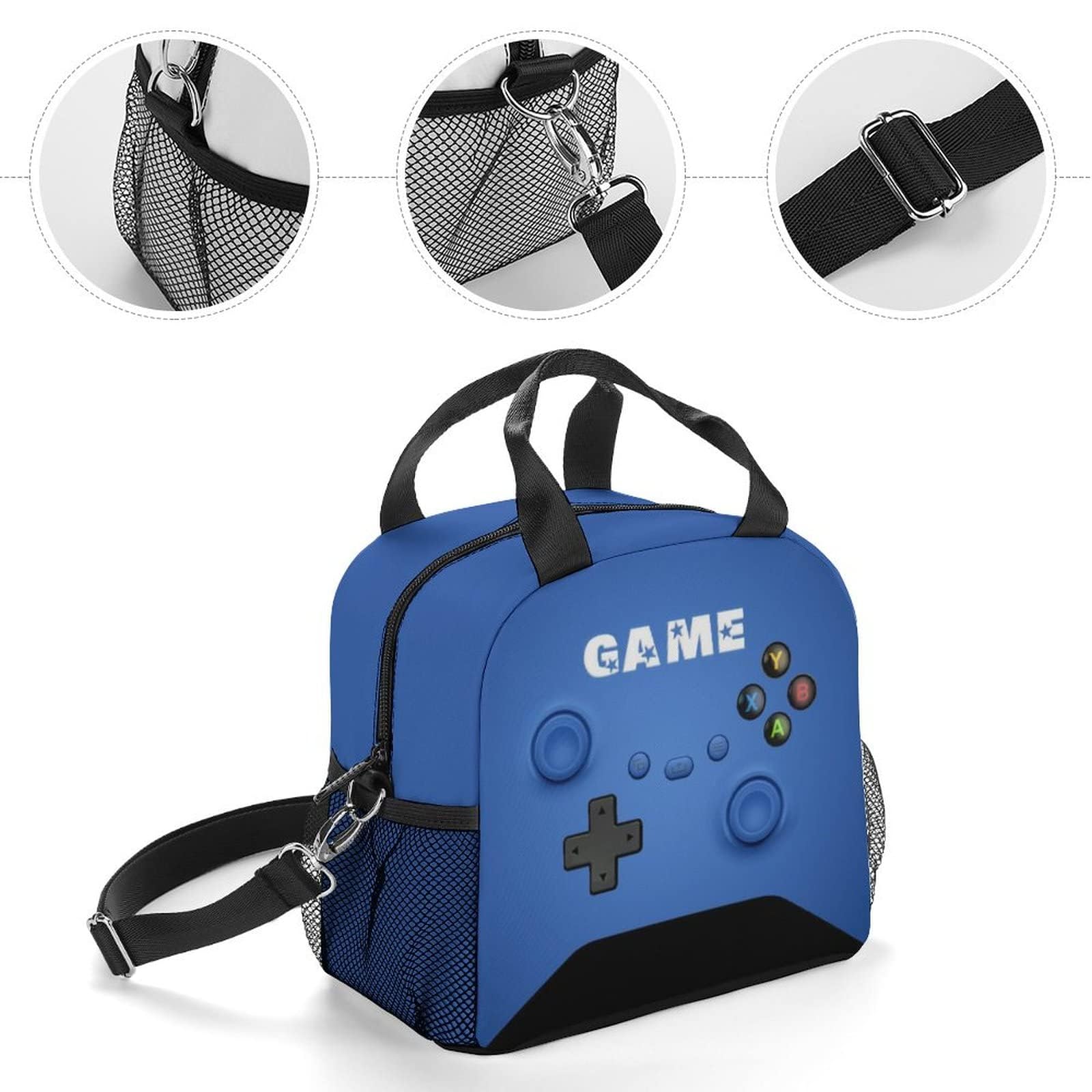 Bolsa de almuerzo para niños y niñas, jugadores, almuerzo aislado para videojuegos para la escuela, entrenamiento, viaje, caja reutilizable, caja térmica de comida