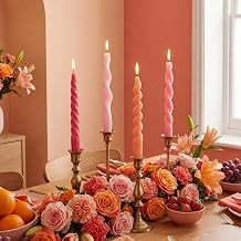 Nuanchu 4 Pcs Twisted Taper Candles Wax Unscented Smokeless Spiral Swirl Candlesticks for Wedding Holiday Dinner Party Home Decorations7.87 Inch,Pure,Pink