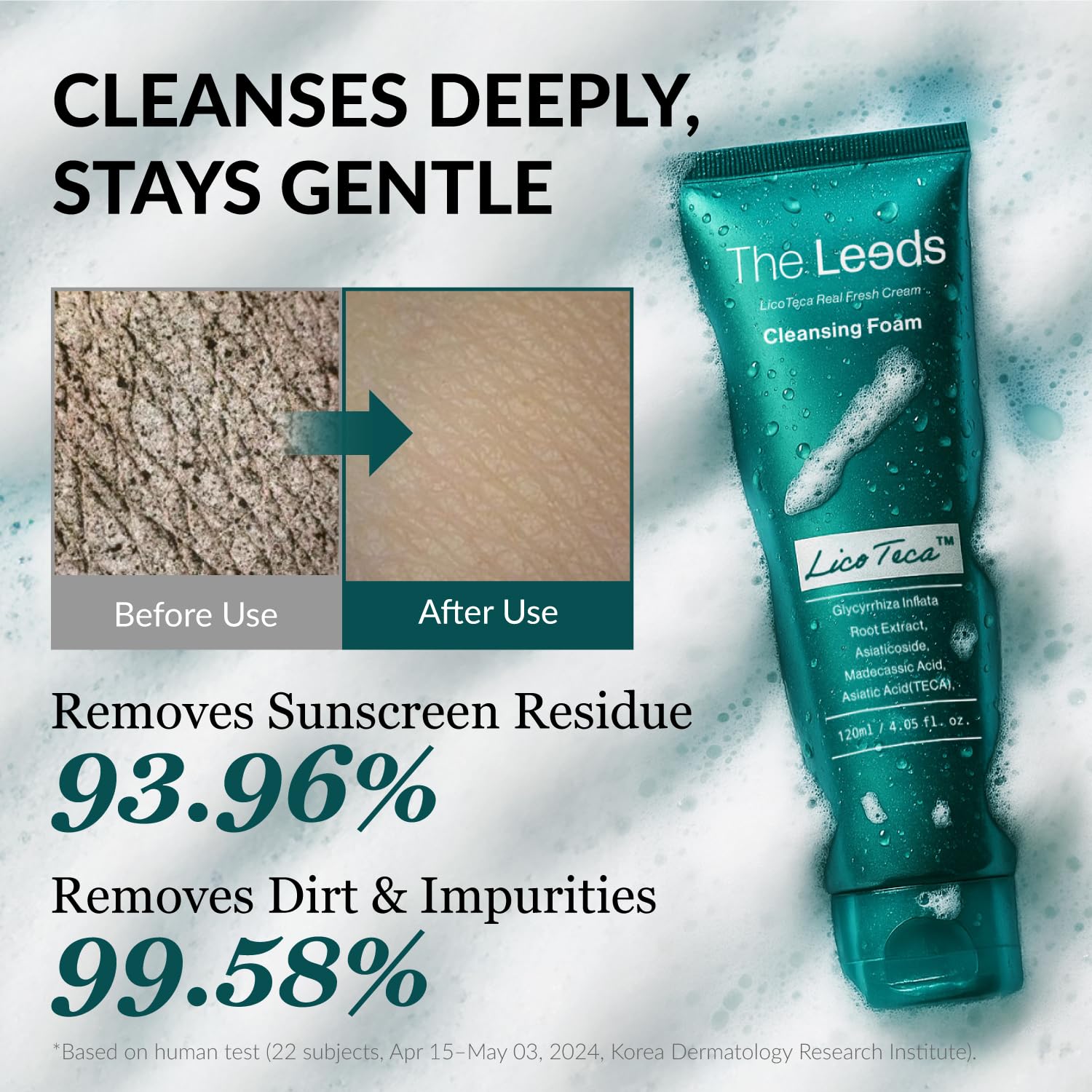 THELEEDS LicoTeca Real Fresh Cream Cleansing Foam 120ml(4.05 fl. oz.) | Gentle Amino Acid Facial Cleanser for Sensitive Skin, Deep Cleansing&Makeup Removal, Hydrating, Vegan Korean Skincare Face Wash - Image 3