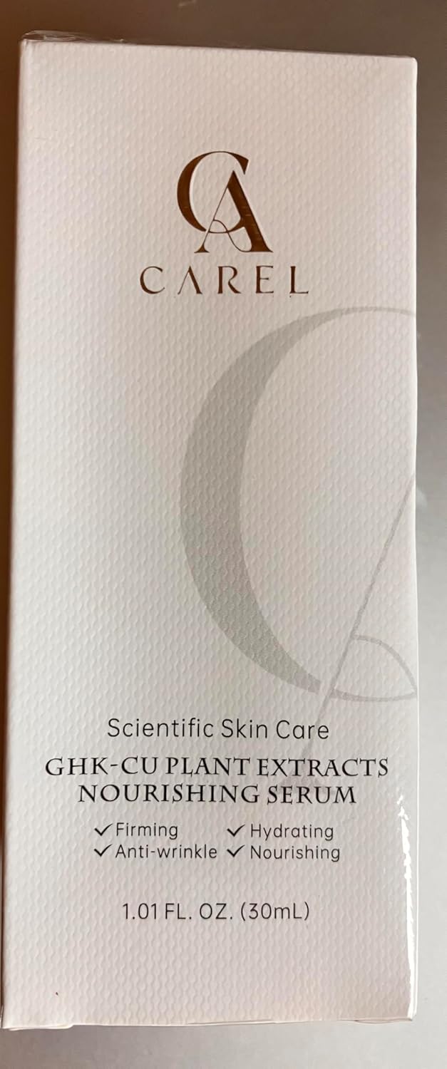 CA CAREL GHK-CU Peptides Nourishing Serum, Copper Tripeptide-1 for Firm, Wrinkle, Plant Extracts, Aloe, Agave for Skin Renewal and Moisture, All Skin Types, 1.01 fl oz