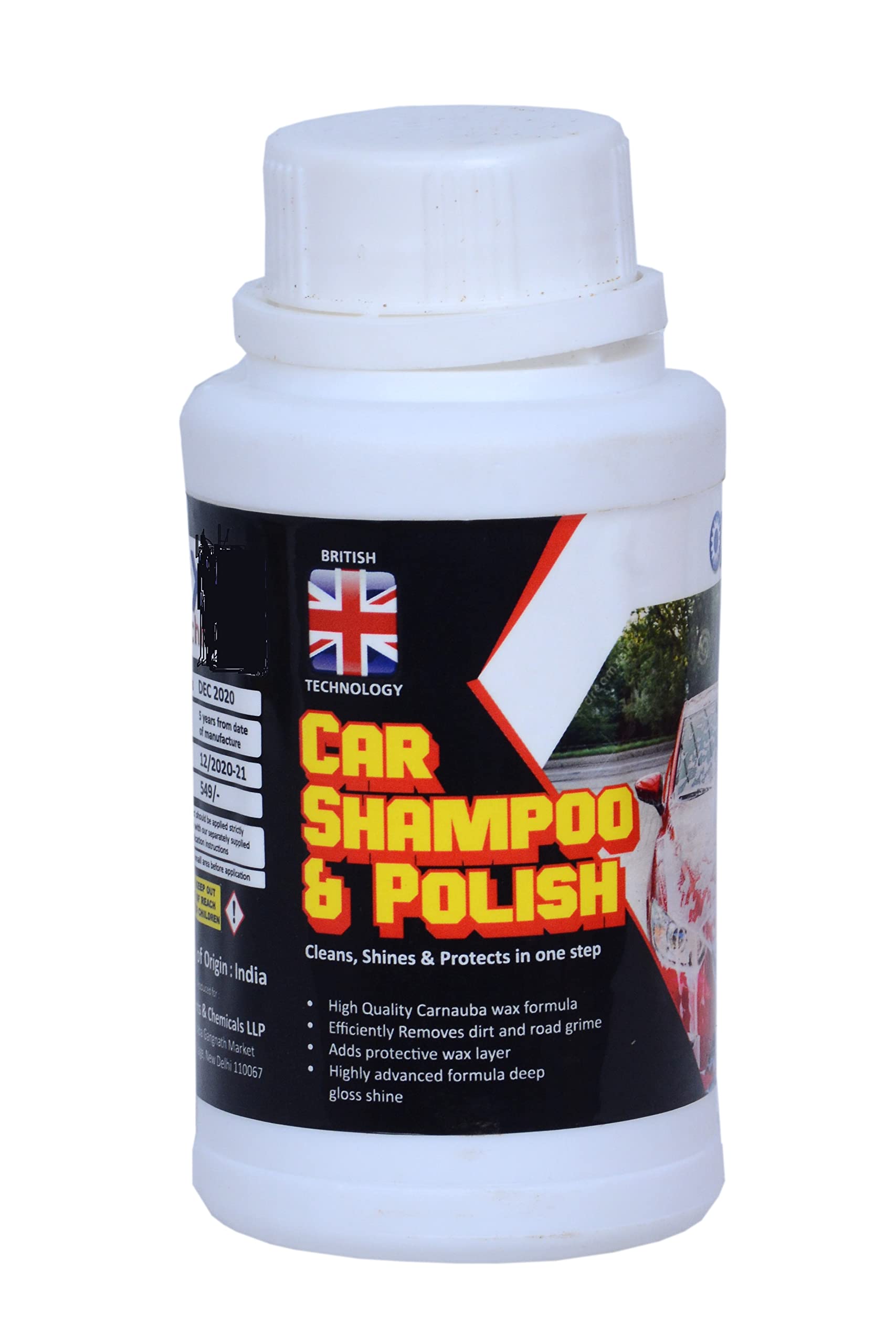 Car Shampoo and Carnauba wax, Cleans, Shines and Protects in one Step | pH neutral concentrated formula | (500 ml)