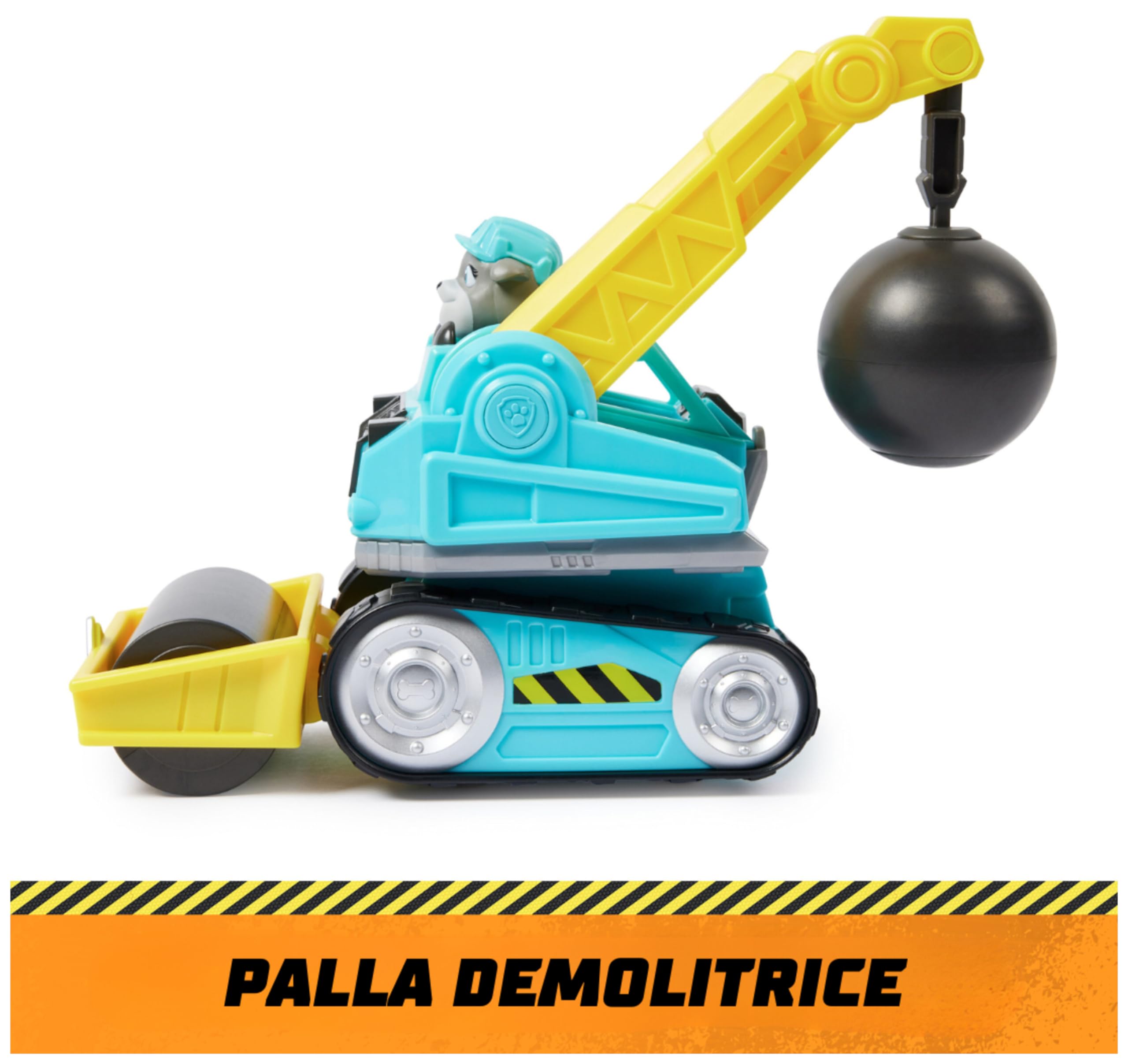 Rubble & Crew, Veicolo da lavoro di Motor, Palla demolitrice con personaggio da collezione, giocattoli per bambini dai 3 anni in su