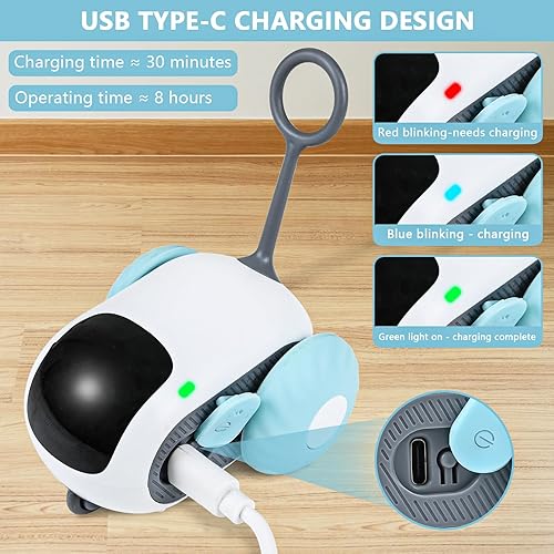 Miniatura 8 de Teazys - Automóvil de juguete eléctrico inteligente para gatos de interior, juguete para gatos de interior, juguete para gatos Teazys Turbo Tail