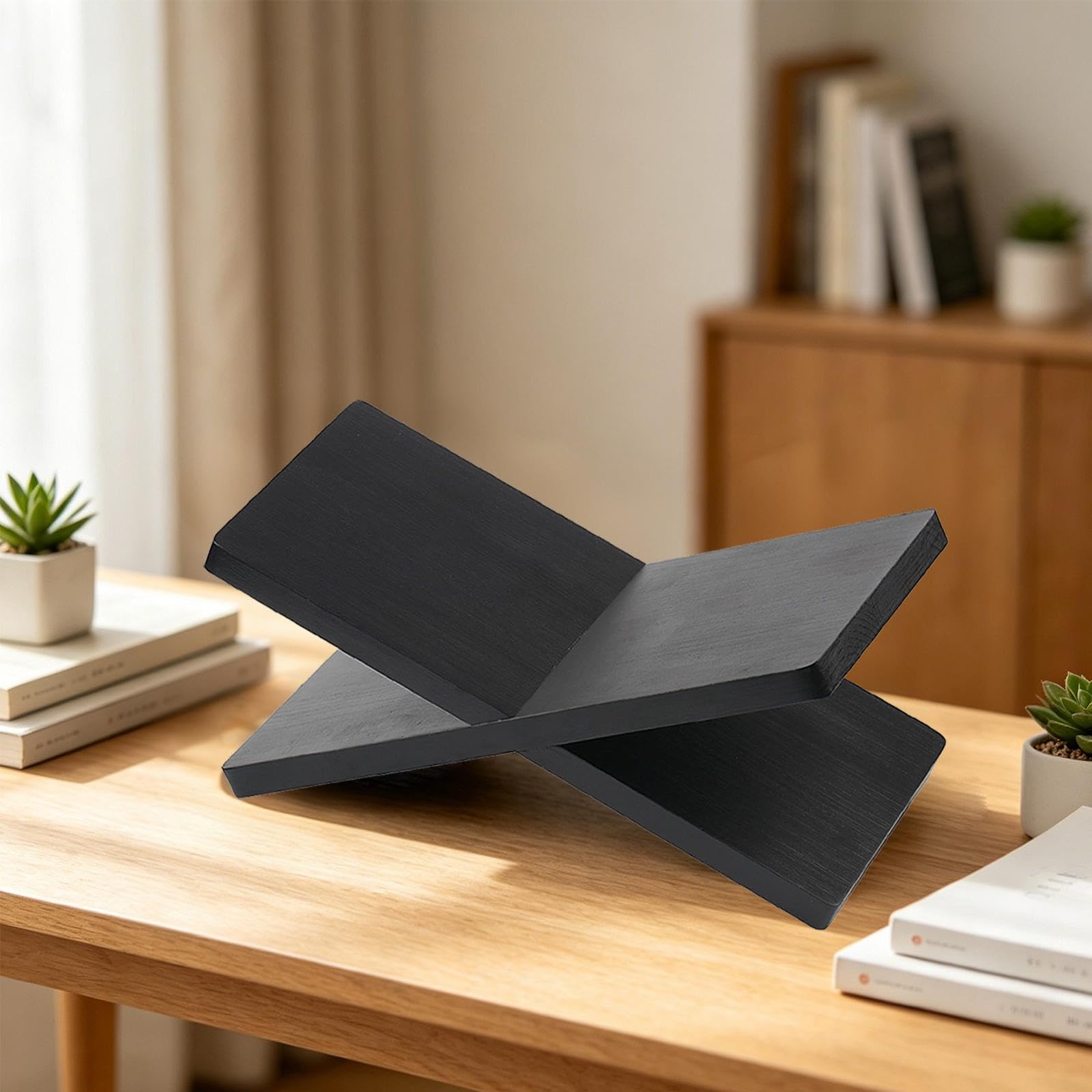 Supporto per Libri in Legno, Poggialibri Portatile, Supporto Stabile da Tavolo/scrivania, Accessorio per La Lettura, Adatto a Studenti, Insegnanti, Nero