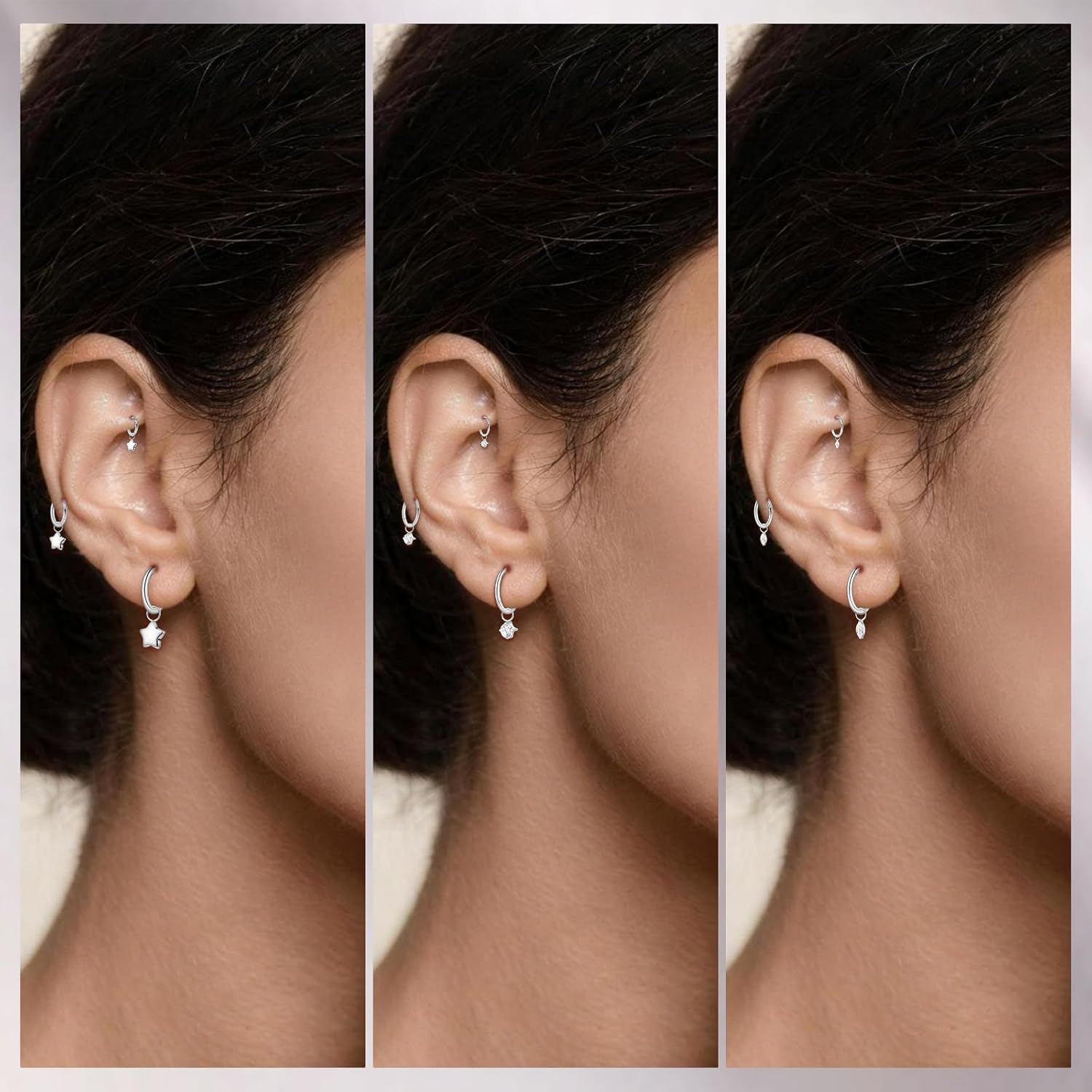 Limerencia G23 Titanium Hoops Rook Piercing Jewelry 6mm 8mm 16G 18G Implant Grade Titanium Dangle Huggie Rook Earrings Cartilage/Conch/Daith/Helix Piercing Stacking Rings for Women Men Sensitive Ears - Image 7