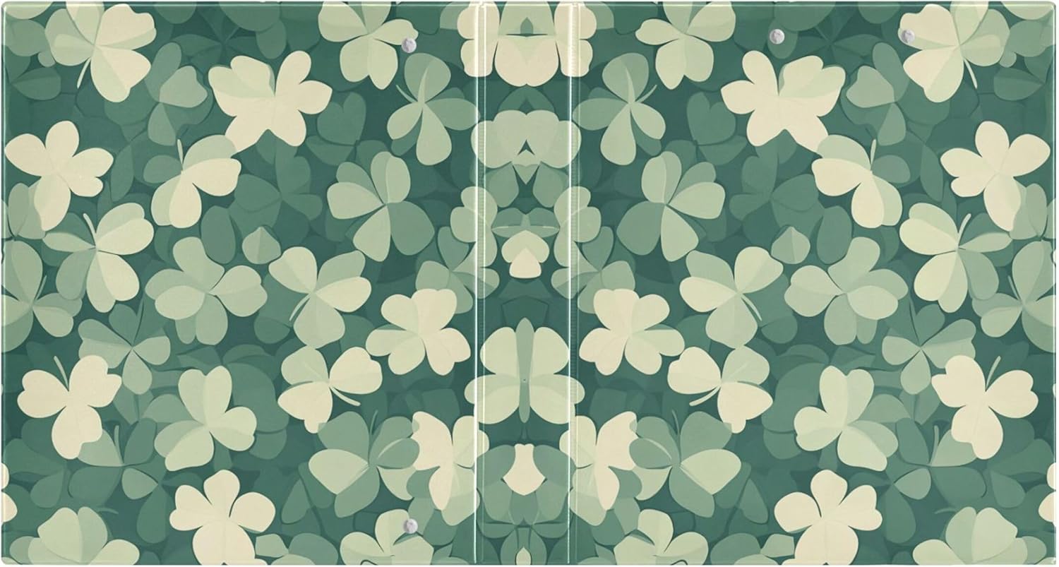 St Patrick's Retro Shamrock 3 Ring Binders, 1.5” Round Ring Binders with Clipboard - Letter Size, 3 Interior PVC Clear Pockets & Anti-Slip Clip for Office School Supplies, 2PCS