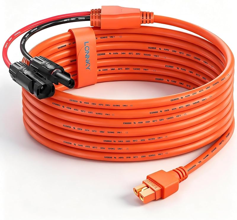 Cabo Adaptador Solar MC4 para XT60i 12AWG com 5,03 m para EcoFlow, Anker SOLIX, DJI Power e AFERIY