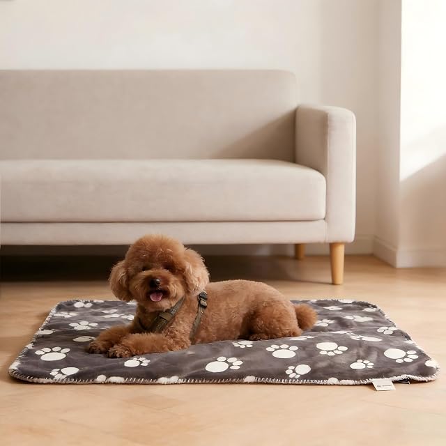 Manta Impermeable con Estampado de Patas para Perros, Manta de Lana Sherpa Impermeable para Mascotas