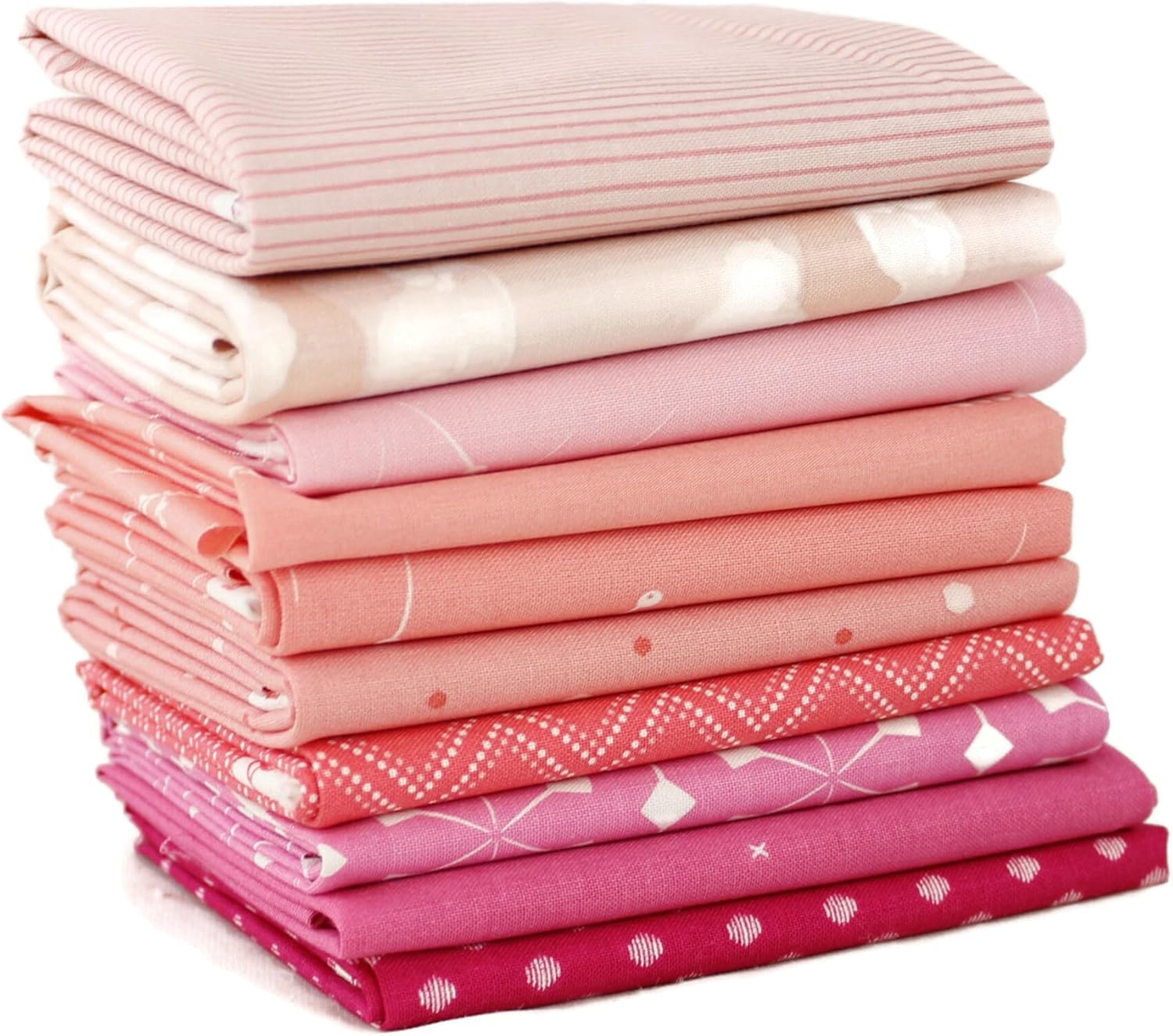 Pink Fat Quarter Bundle (10 pcs) - Mixed Designers - Southern Fabric 9 x 43 inches (22.86cm x 109.22cm) DIY Quilt Fabric