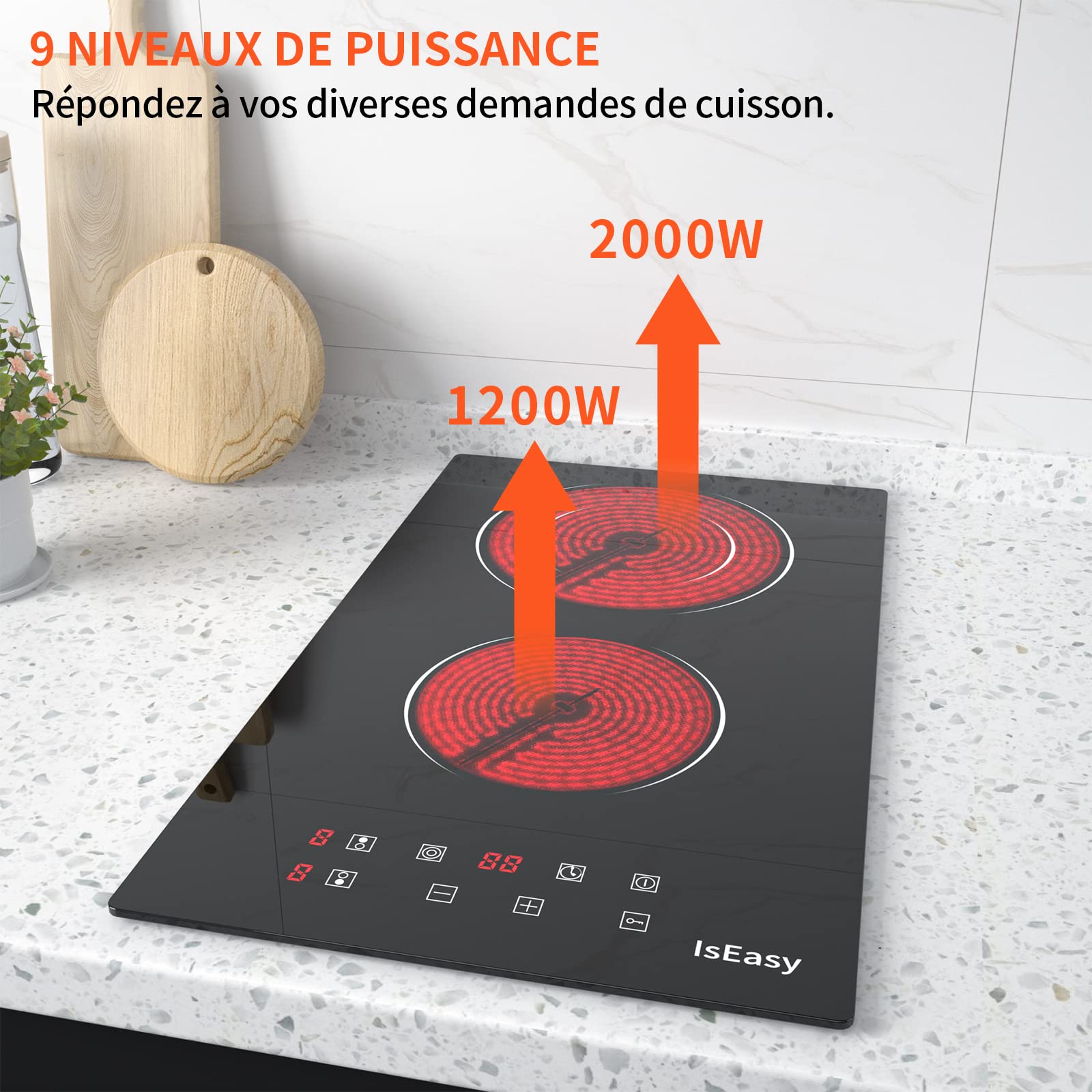 2 paleniska ceramiczna, wpuszczana płyta 2 fale, płyta ceramiczna 2 paleniska- 3200W, 29cm