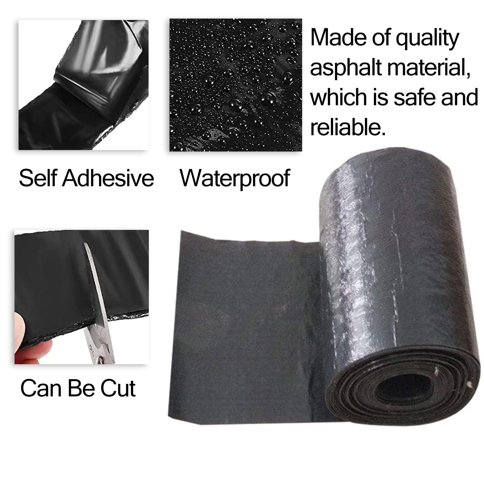 Tela asfaltica autoadhesiva cinta impermeable Negro Calzada Cinta Reparadora De Grietas En El Asfalto, Parche De Asfalto Autoadhesivo Impermeable Para Escuela, Patio Y Camino De Cemento (Color : WxL