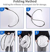 Vista 7 de Selens Kit de soporte para reflector de fotografía, reflectores 5 en 1 de 24 x 36 pulgadas con soportes de luz de 78 pulgadas y clips de brazo