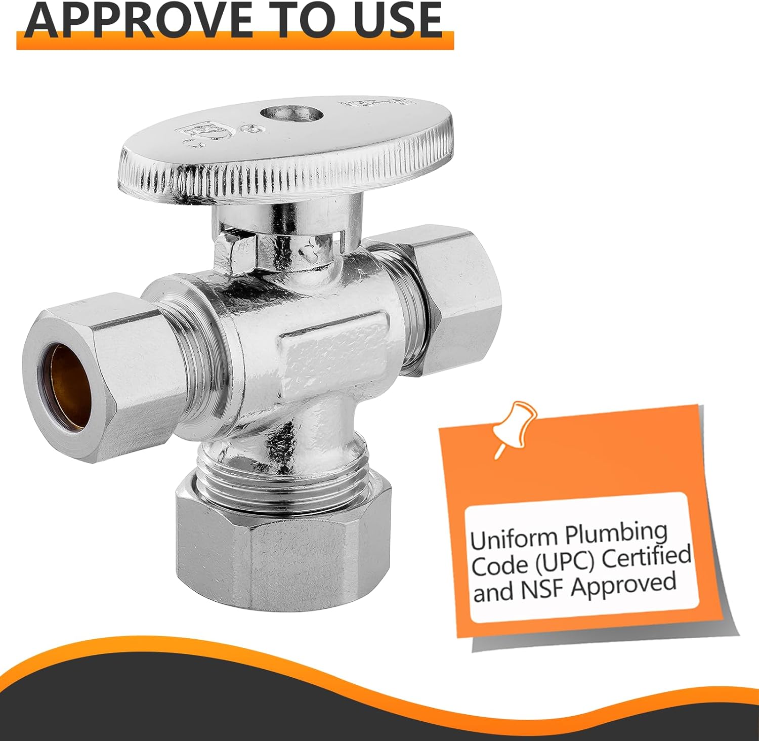5-PCs HeSun Dual Compression Outlet Angle Stop Valve, 1/2" Nominal (5/8"OD) x 3/8" OD x 3/8" OD Compression, 1/4-Turn Shut Off Valve for Bathroom, PEX Chrome Plated Brass(VALVE123-5)