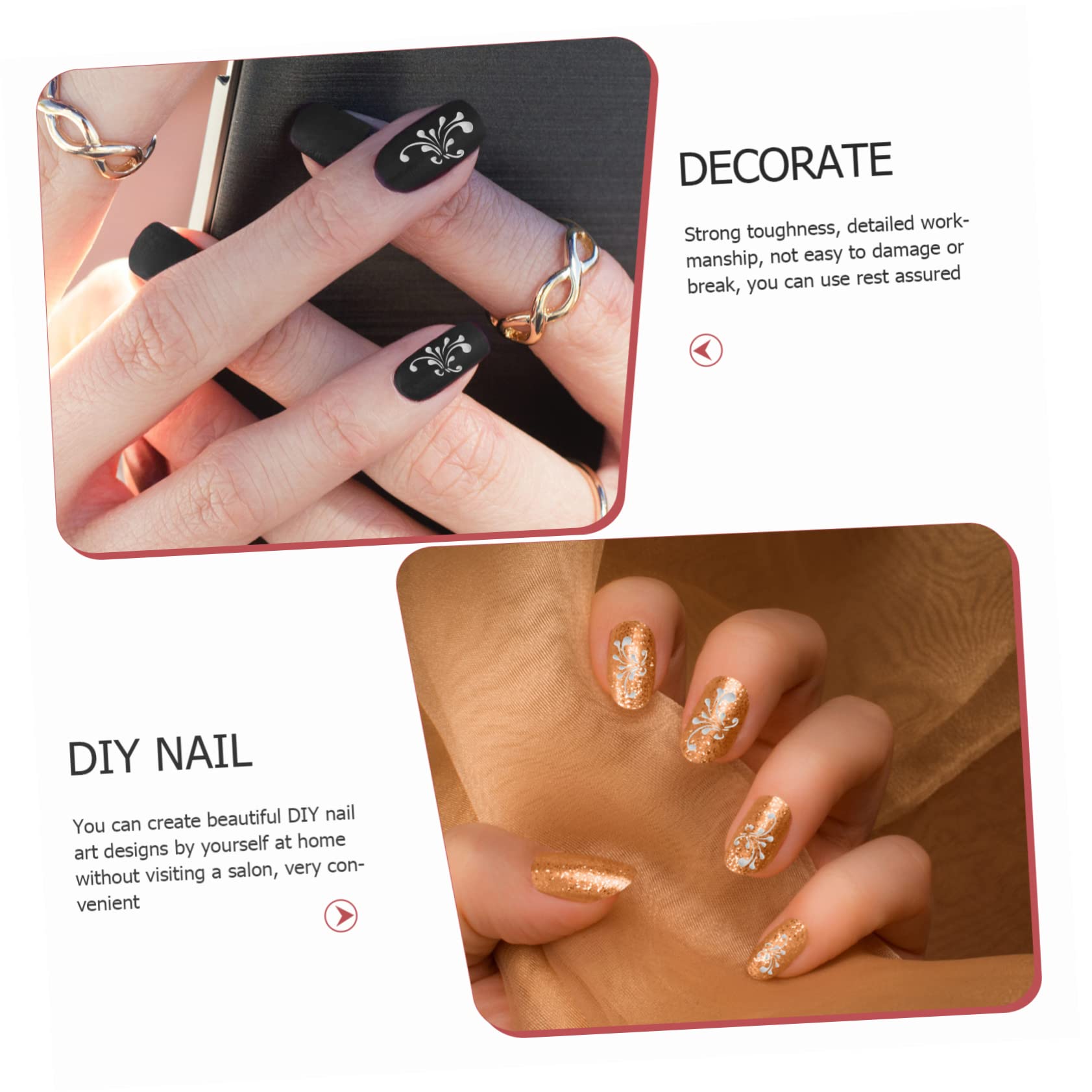 Beaupretty 24hojas Pegatinas De Uñas Relieve Autoadhesivas De Calcomanías Para Decoración De Uñas y Pies Accesorios Para Fiestas y Eventos Especiales