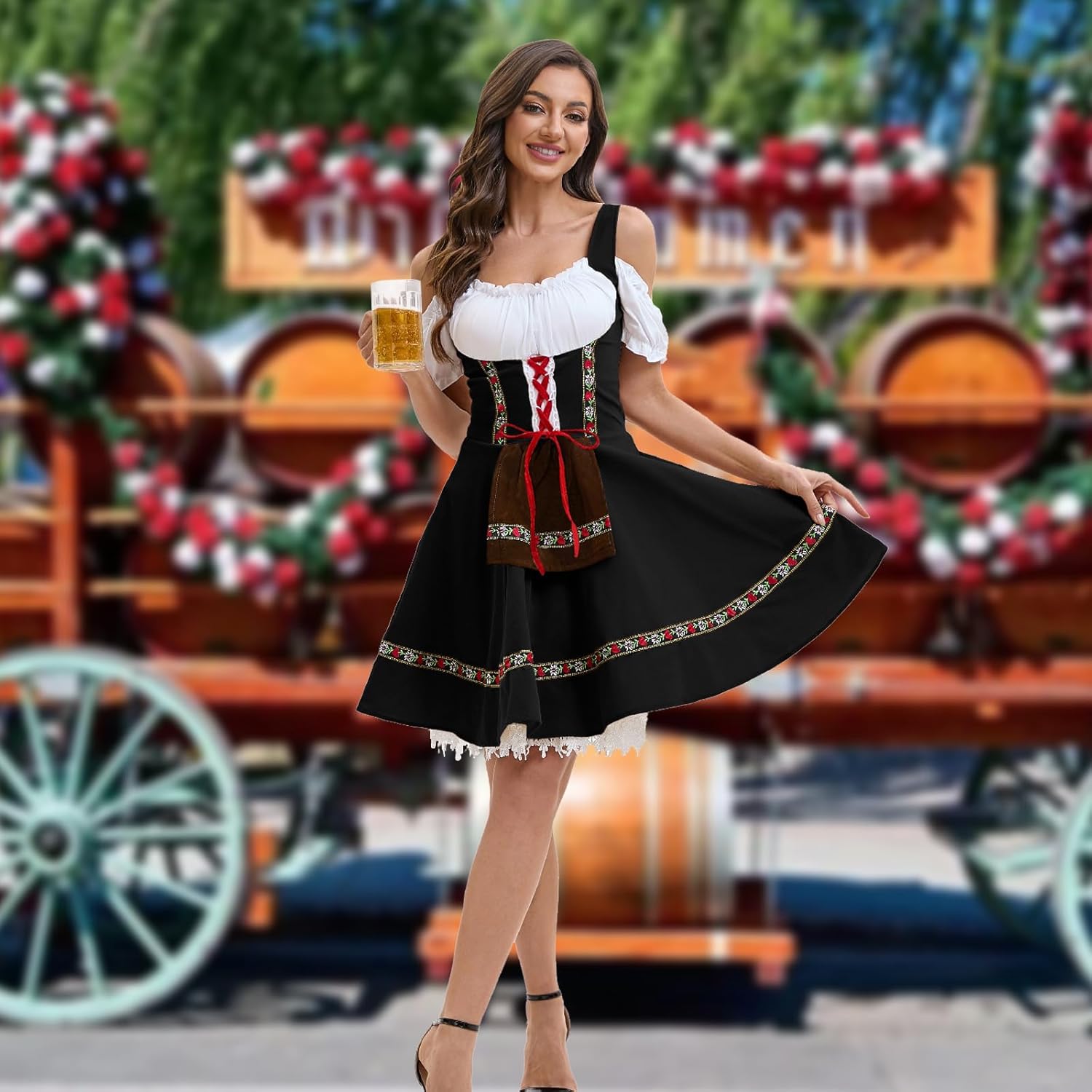 Oktoberfest Costume for Women Dirndl Dress for German Traditional Bavarian Outfits - Image 4