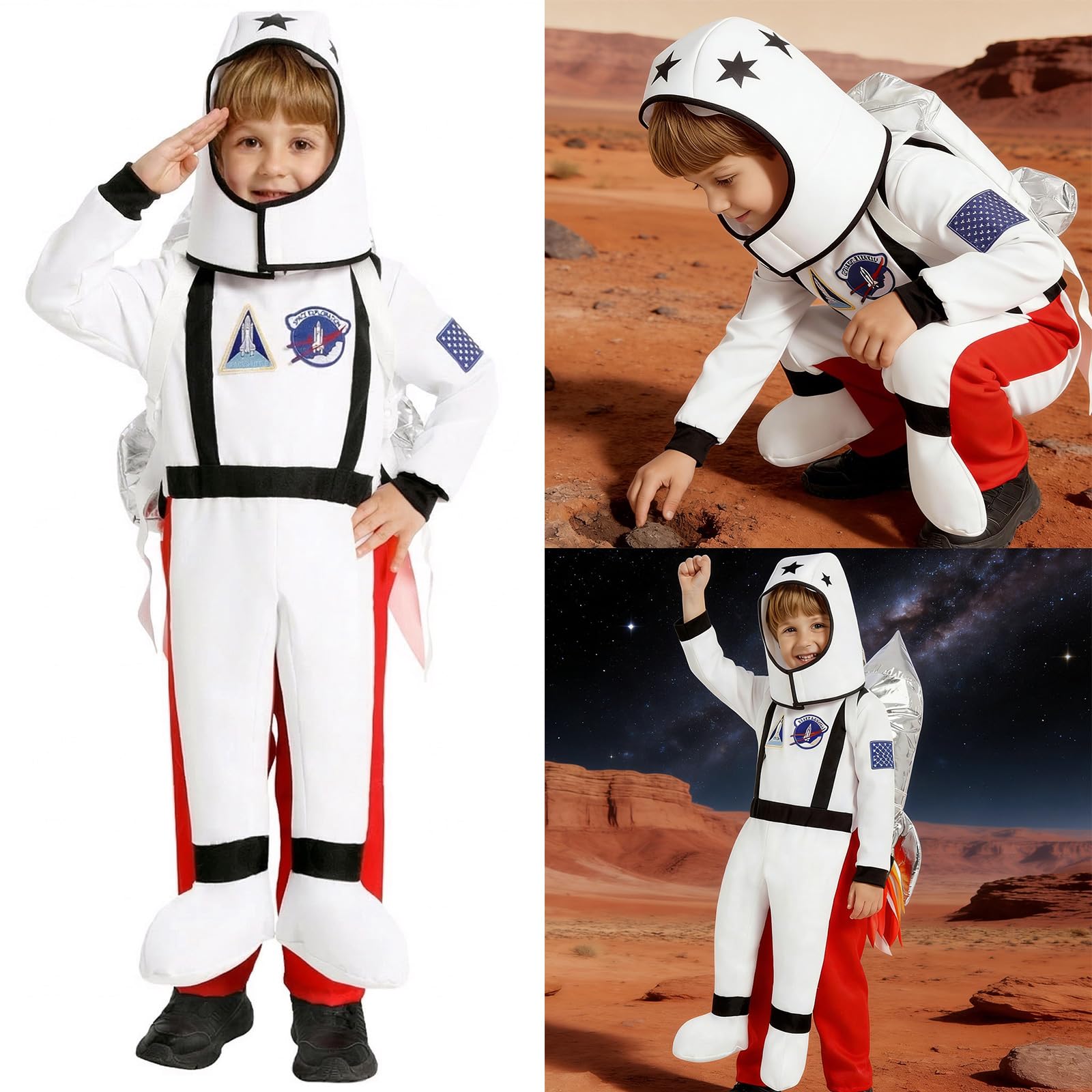 Costume interattivo da astronauta per ragazzi e ragazze, con razzi leggeri, accessorio per feste a tema e travestimento per cosplay