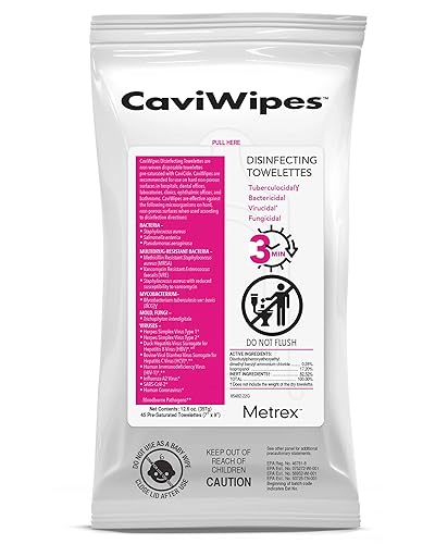 Metrex CaviWipes - Toallitas desinfectantes no tejidas duraderas para superficies duras y no porosas en atención médica y laboratorio, pre-saturadas