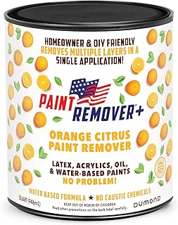 Dumond Paint Remover Plus Orange Citrus, DIY Friendly, Refinish Furniture, Cabinets, Decks, Antiques, Masonry, for Oil, Latex, Acrylic, Water-Based Paints, Varnishes & Stains, Citrus Scent, 1 Quart