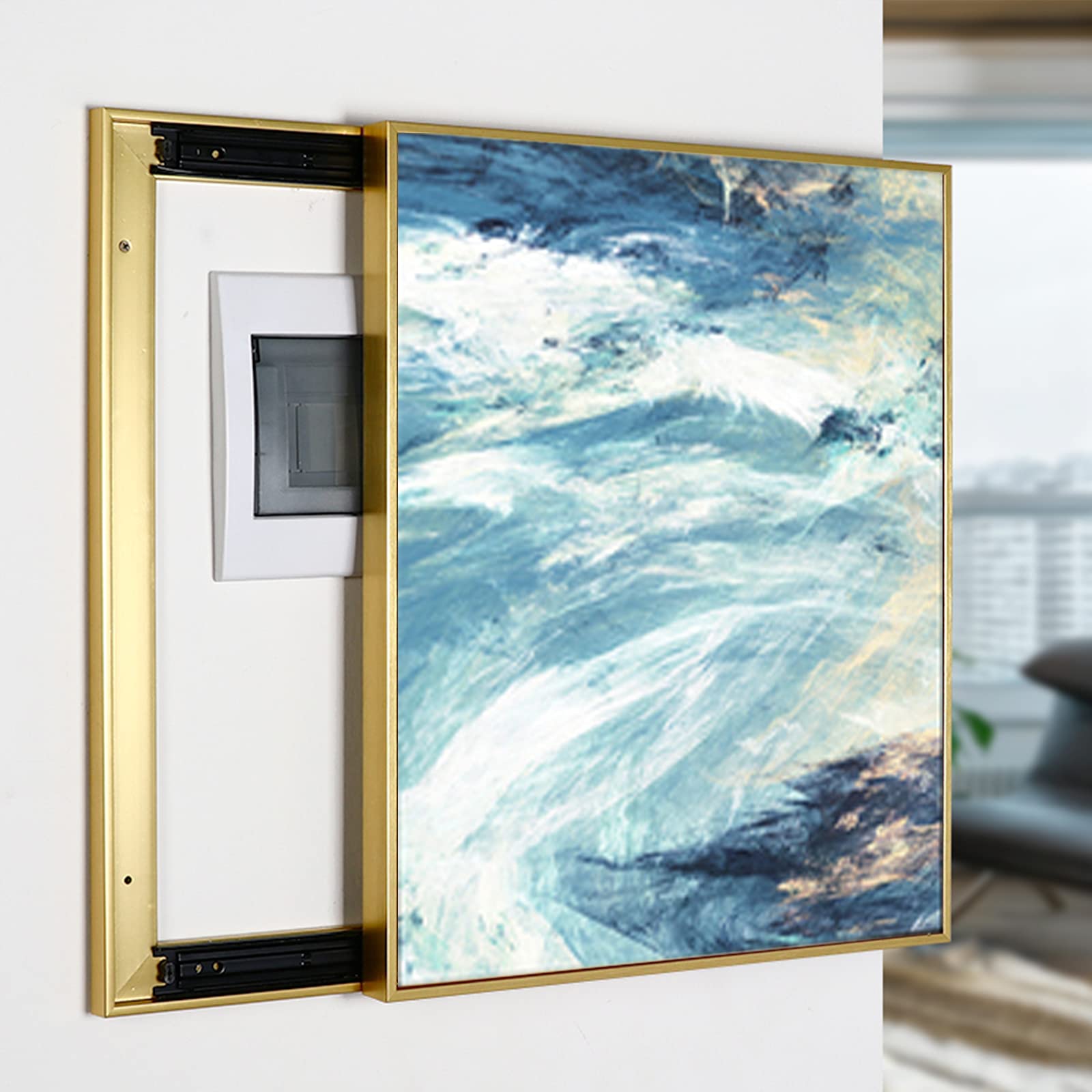 IXOAKQ Electric Meter Box Cover Counter Cover Decorative Removable Creative Cover Counters Decoration Hide Paintings, 40X 50Cm,Gold,D (Gold B)