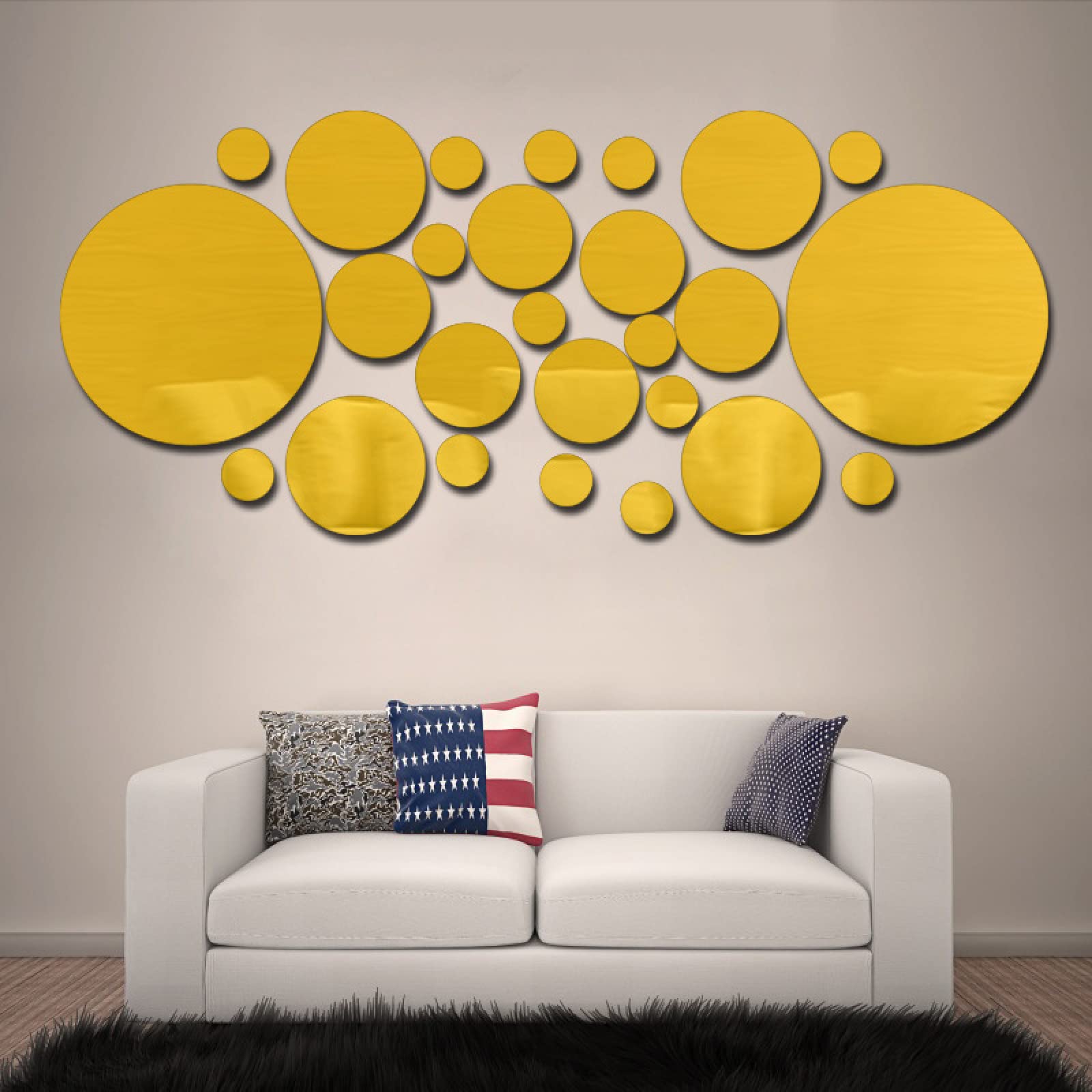 Spiegelfliesen Selbstklebend Kreis Gold Spiegelfliesen Acrylic Klebespiegel DIY Dekorieren Spiegel Selbstklebend Wandtattoo Wohnzimmer