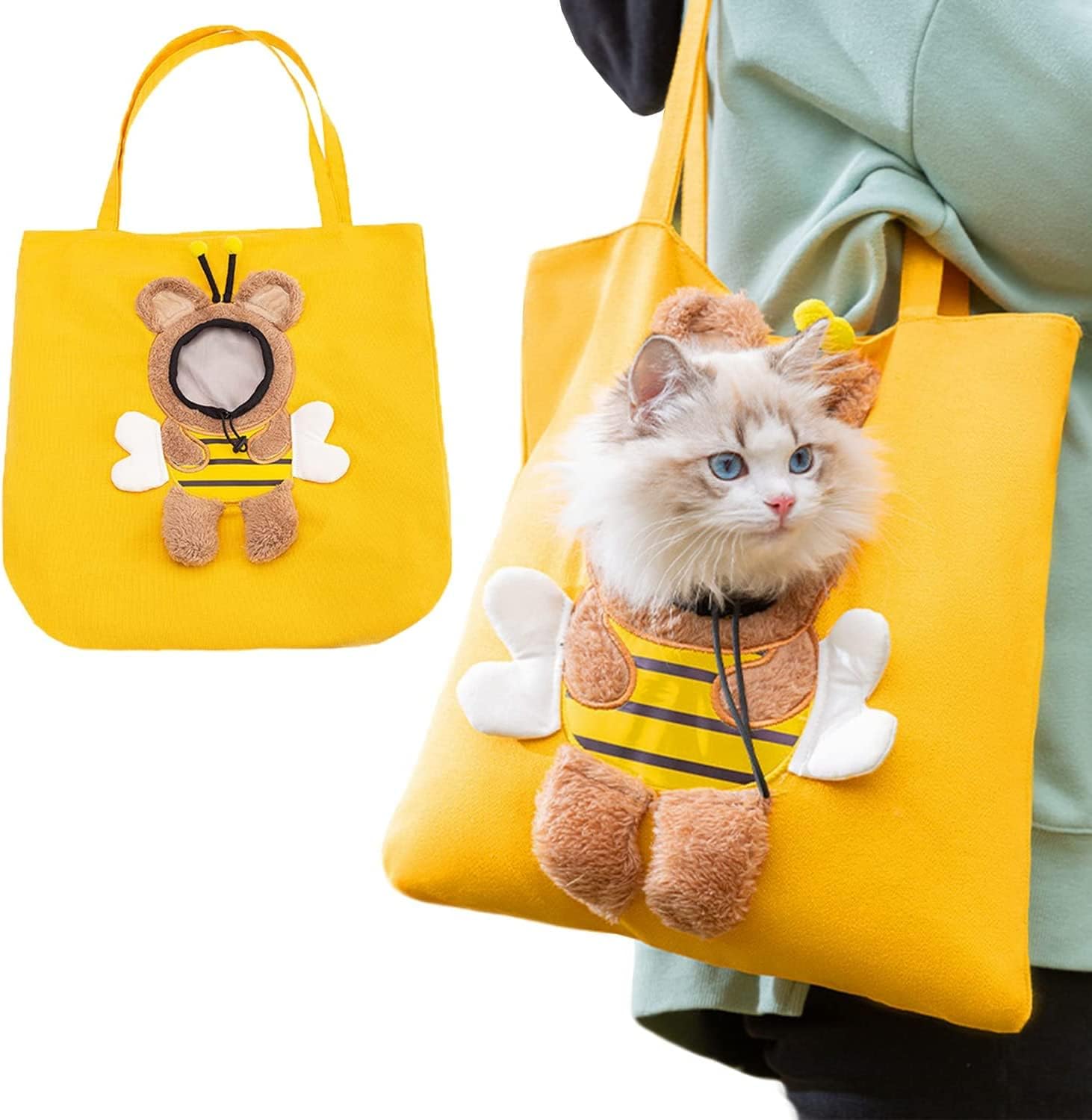 Cat Carrier Bag Small Dog Purse, Cute BeeShaped Show Head