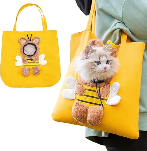 Bolsa de transporte para gatos y perros pequeños, bonita bolsa de transporte para perros pequeños en forma de abeja, bolsa de transporte de lona