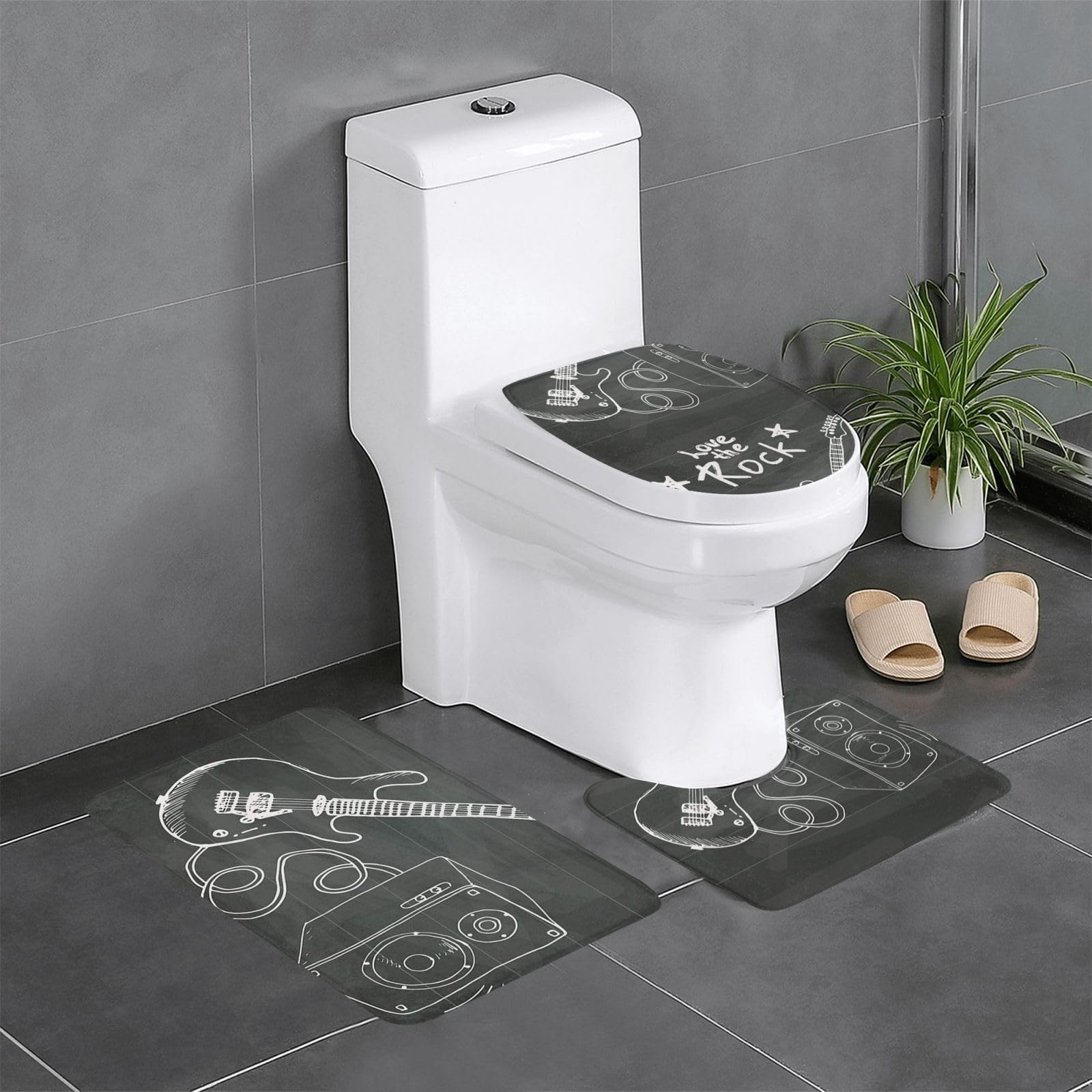 Tapis de sol antidérapants et résistants à l'humidité Love Rock 61x40cm