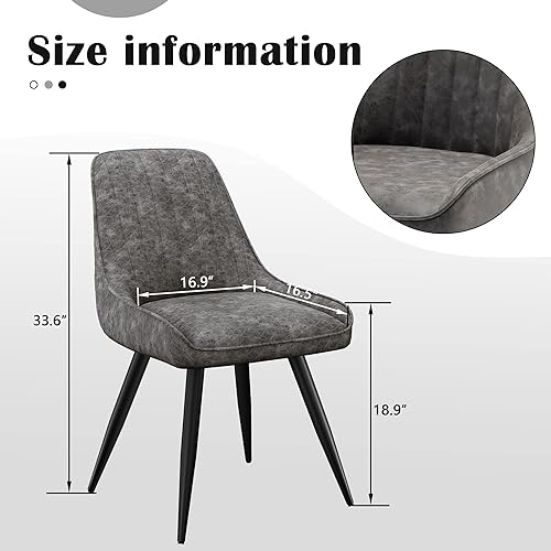 Miniatura 2 de Andeworld Juego de 4 sillas de comedor tapizadas, cómodas y modernas sillas decorativas con patas de metal, sillas laterales industriales de piel