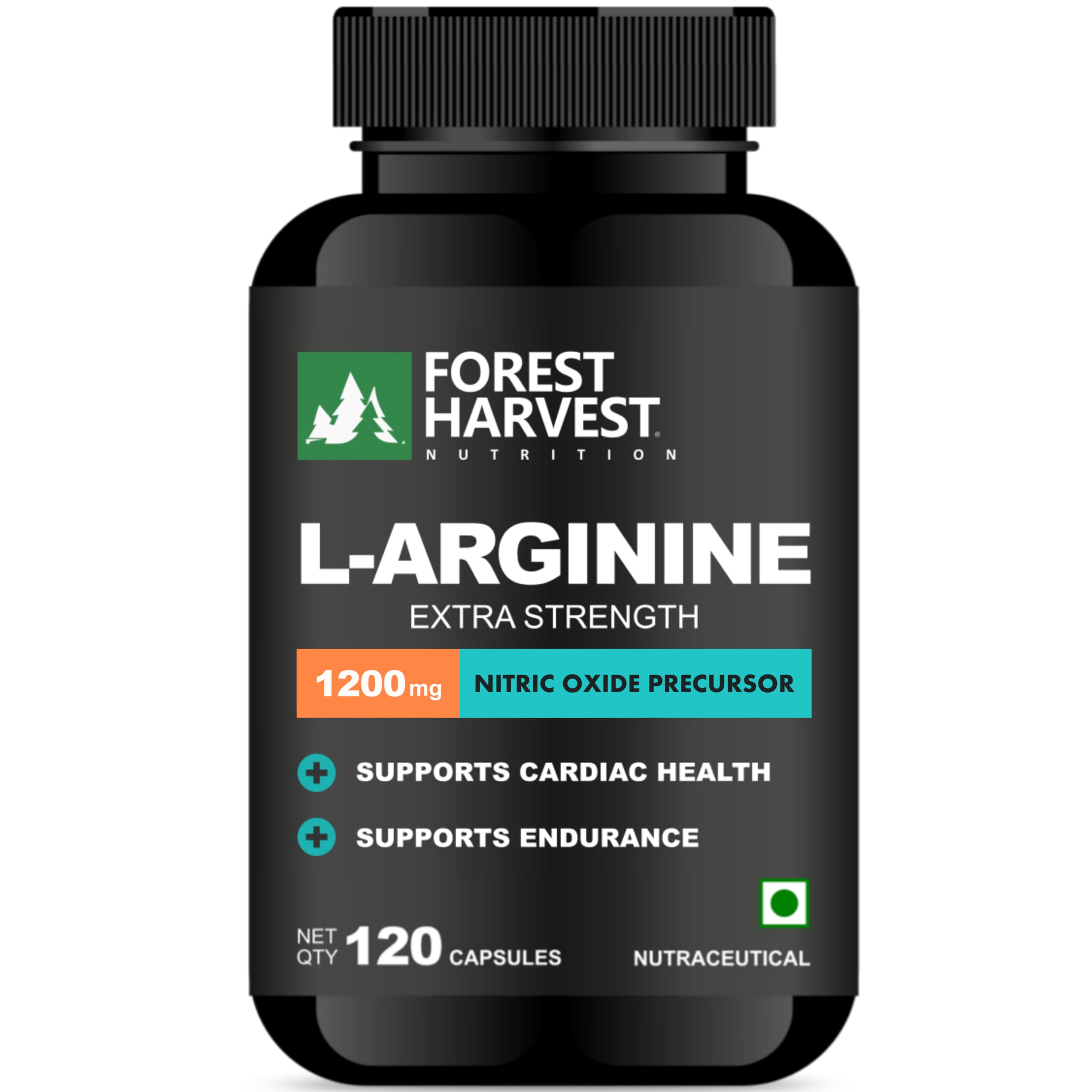 Forest Harvest Nutrition L-Arginine Supplement – 1200 mg Per Serving | 120 Vegetarian Capsules | WHO-GMP, ISO, HACCP & FSSAI Certified-image-3