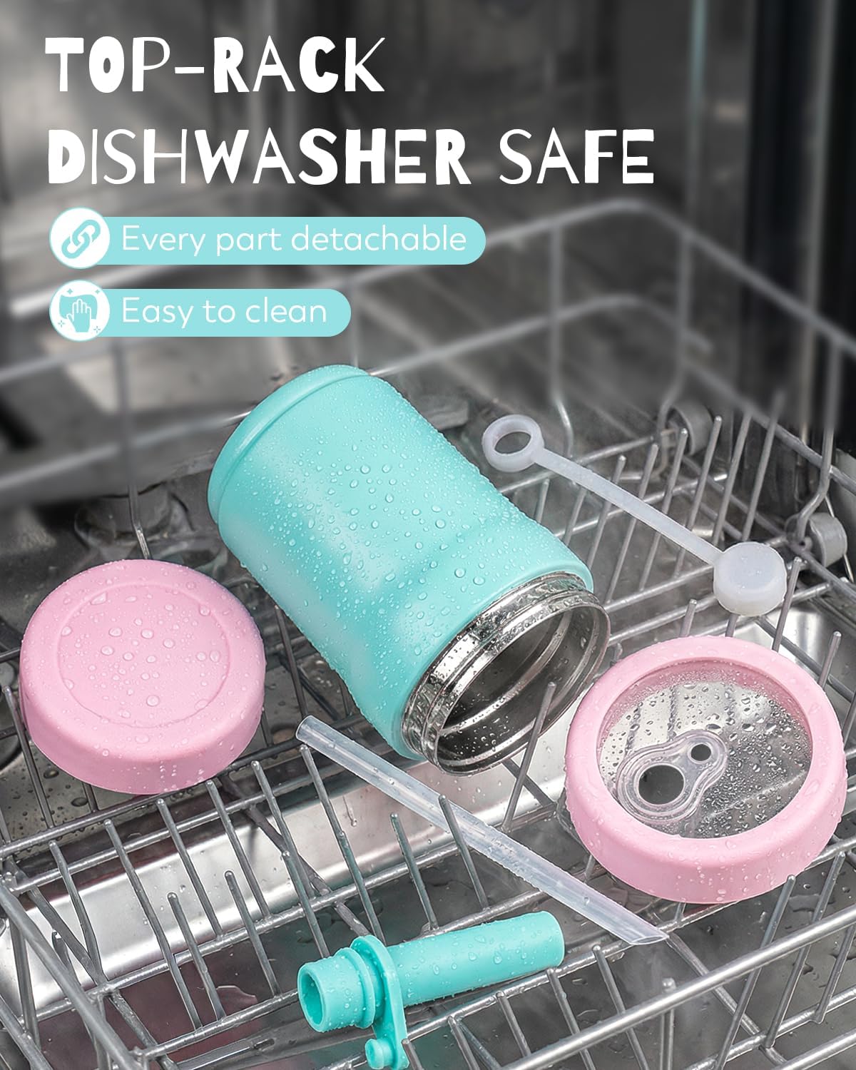 Zukro Toddler Tumbler with Flexible Straw, Spill Proof Clear Lid, 12 oz Kids Vacuum Insulated Travel Cups, Stainless Steel Sippy Cup with Non-slip Bottom, BPA Free & Dishwasher Safe - Navy - Image 8