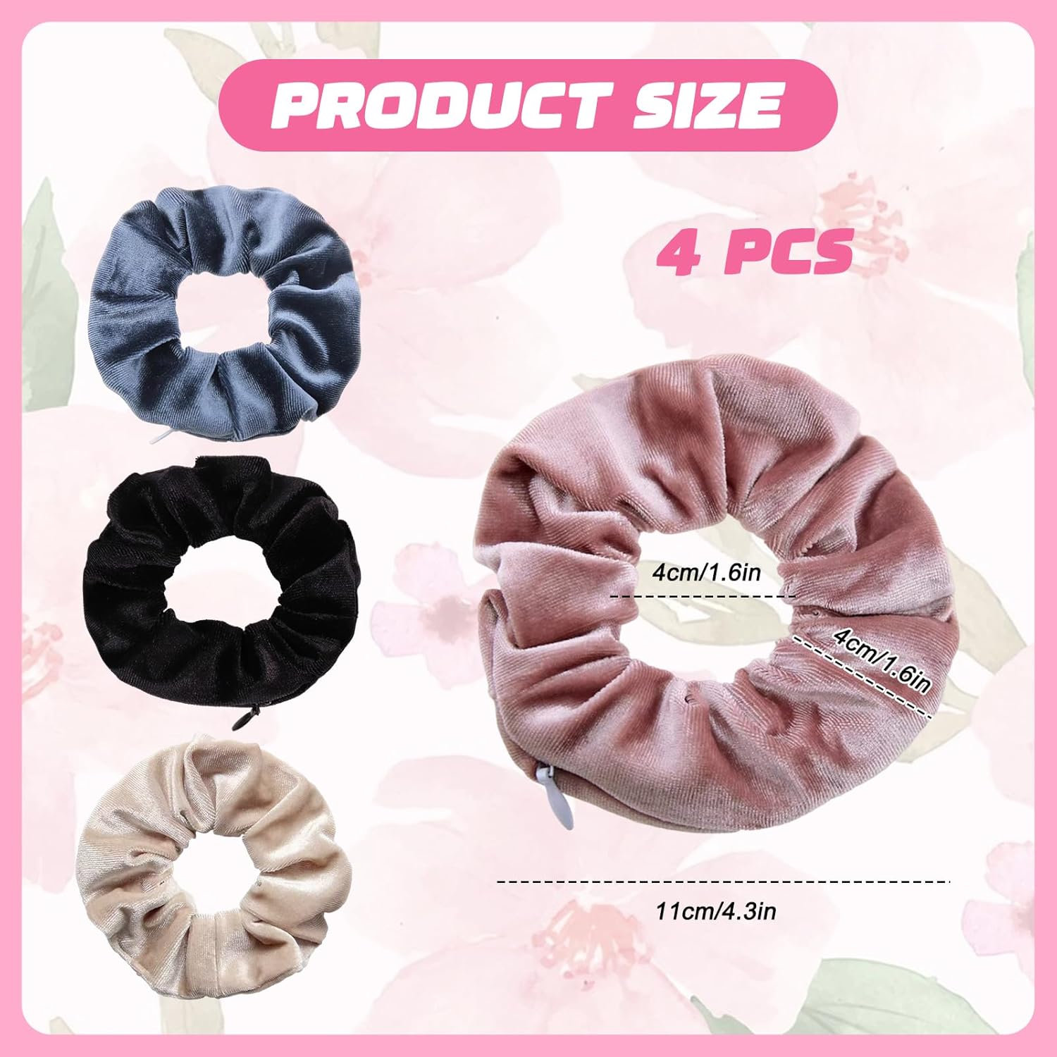Stylisch und Praktisch: 4er Set Samt Haargummis mit Reise-Tasche für Damen