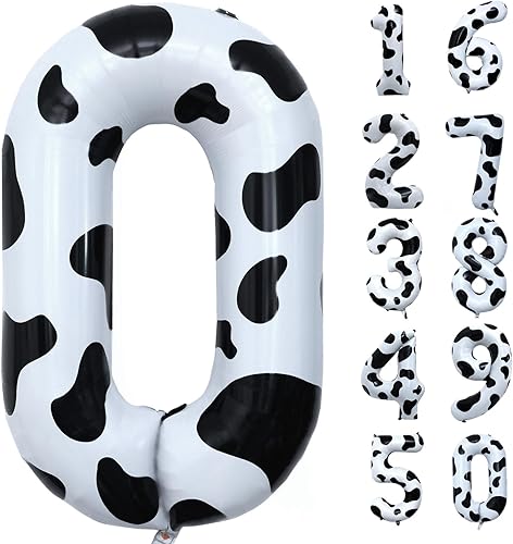 Miniatura 7 de Globo con estampado de vaca, decoración de fiesta de vaquera espacial de discoteca  Globo número 5 para cumpleaños de 5. cumpleaños, suministros de