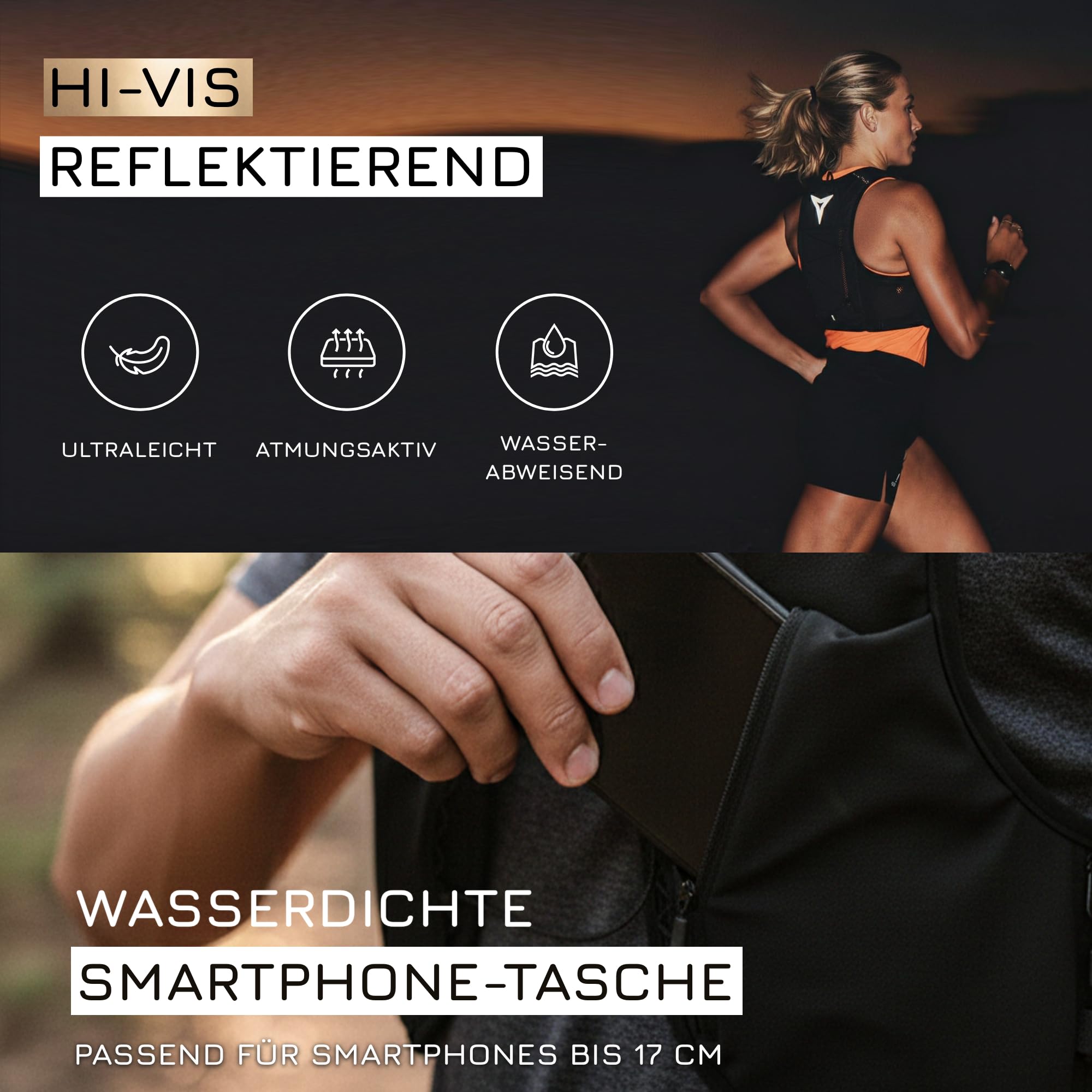 Laufweste Herren & Damen Ultraleicht - Running Vest - Laufweste mit Trinkflasche 500ml - Trinkweste Laufen - Jogging Rucksack - Laufrucksack