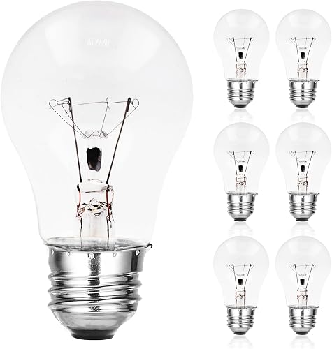Mandala Crafts Clear E26 A15 Incandescent 25w Appliance Light Bulbs – Pack of 6 25-Watt Refrigerator, Oven, Microwave, Stove Light Bulbs