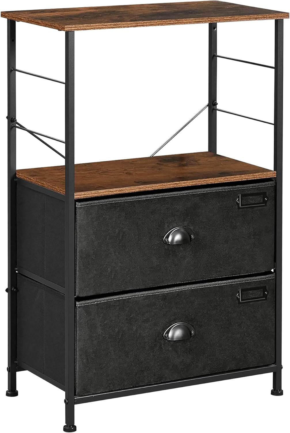 SONGMICS Dresser for Bedroom, Chest of Drawers, Steel, MDF, 5 Non-Woven Fabric Drawers, Storage Organizer Unit, Closet, Entryway, Ink Black and Ebony Black ULGS322B01S