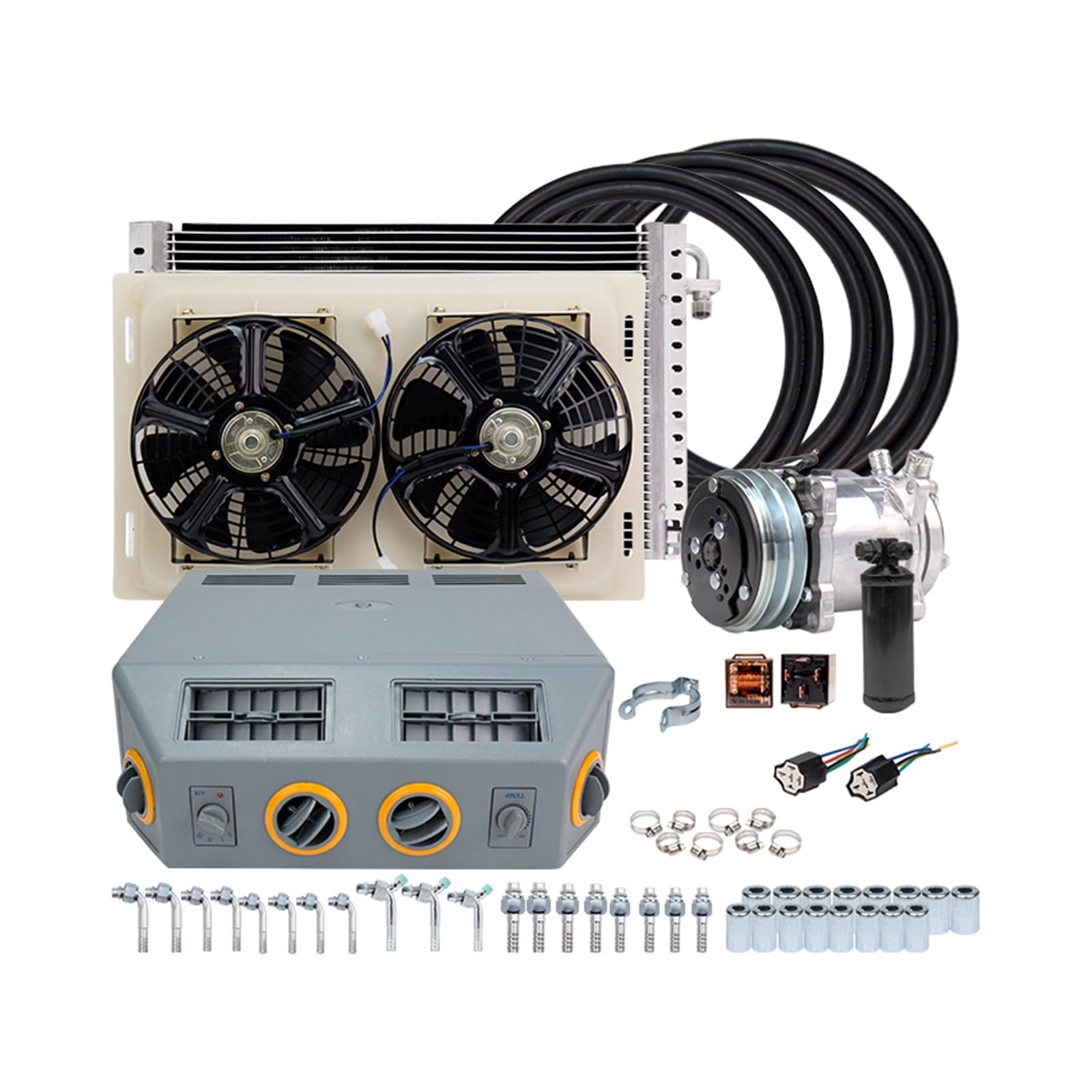 CVFRDD RV Air Conditioner, Universal A/C Air Conditioning Evaporator Kit For Heavy Duty Truck Bus Van RV Motorhome Automotive AC Conditioner(12 Volt)