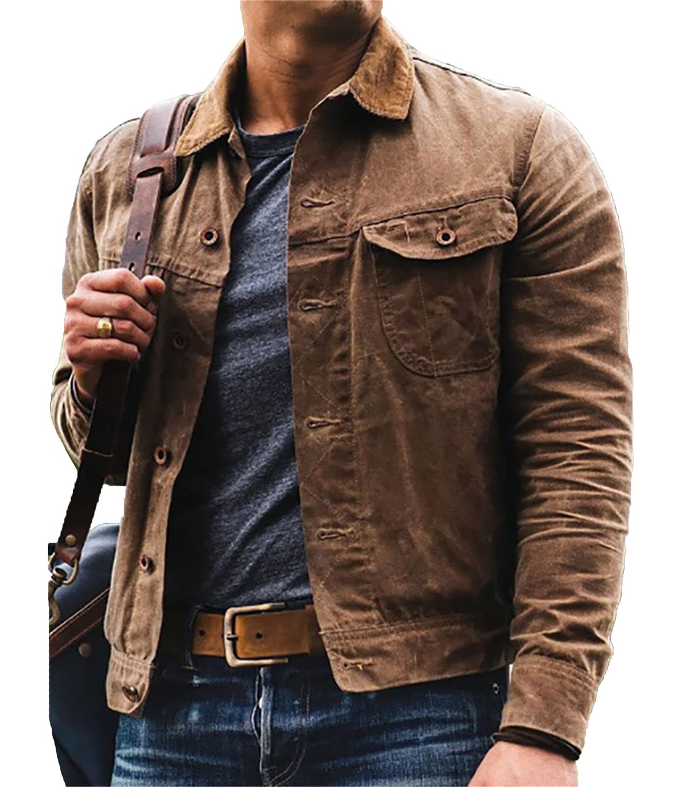 Cappotto da Giacca Marrone da Uomo Cappotto da Giacca con Risvolto Sottile Casual alla Moda Autunno e Inverno