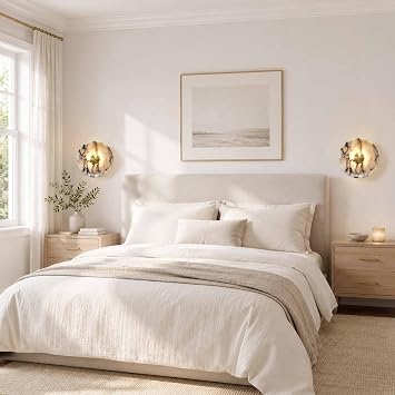 9.8 Natural Alabaster Sconce Dimmable Round Marble Wall Sconce Hardwired
