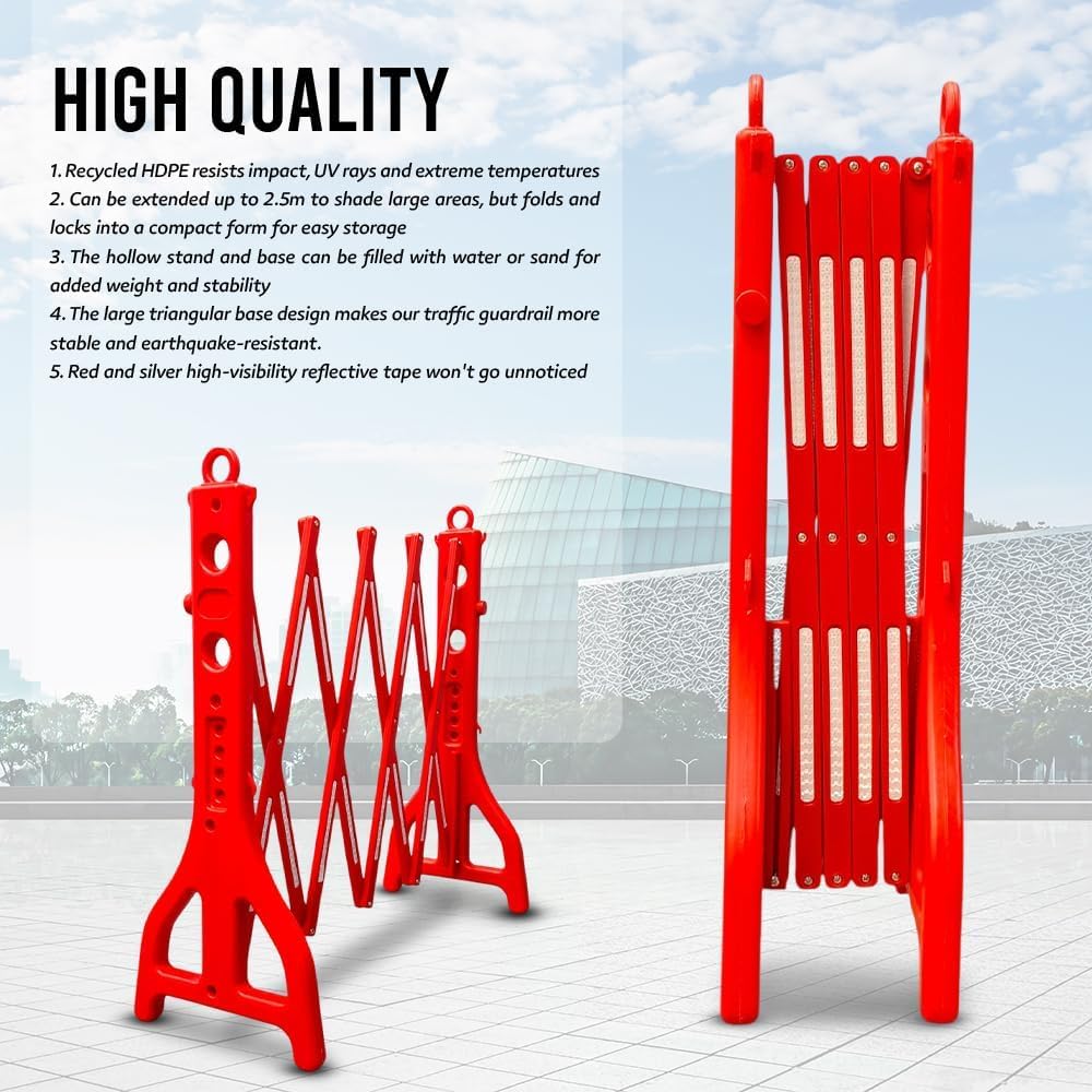 Berry Barrera móvil expandible – Barricada plegable de plástico de 8 pies, barrera portátil reflectante, puerta temporal para seguridad de peatones, eventos, escuelas, trabajos de mantenimiento, 1