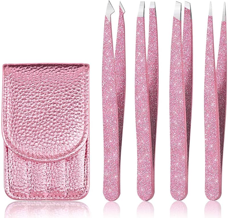 Amytor Conjunto com 4 Pinças de Aço Inoxidável, Rose Gold