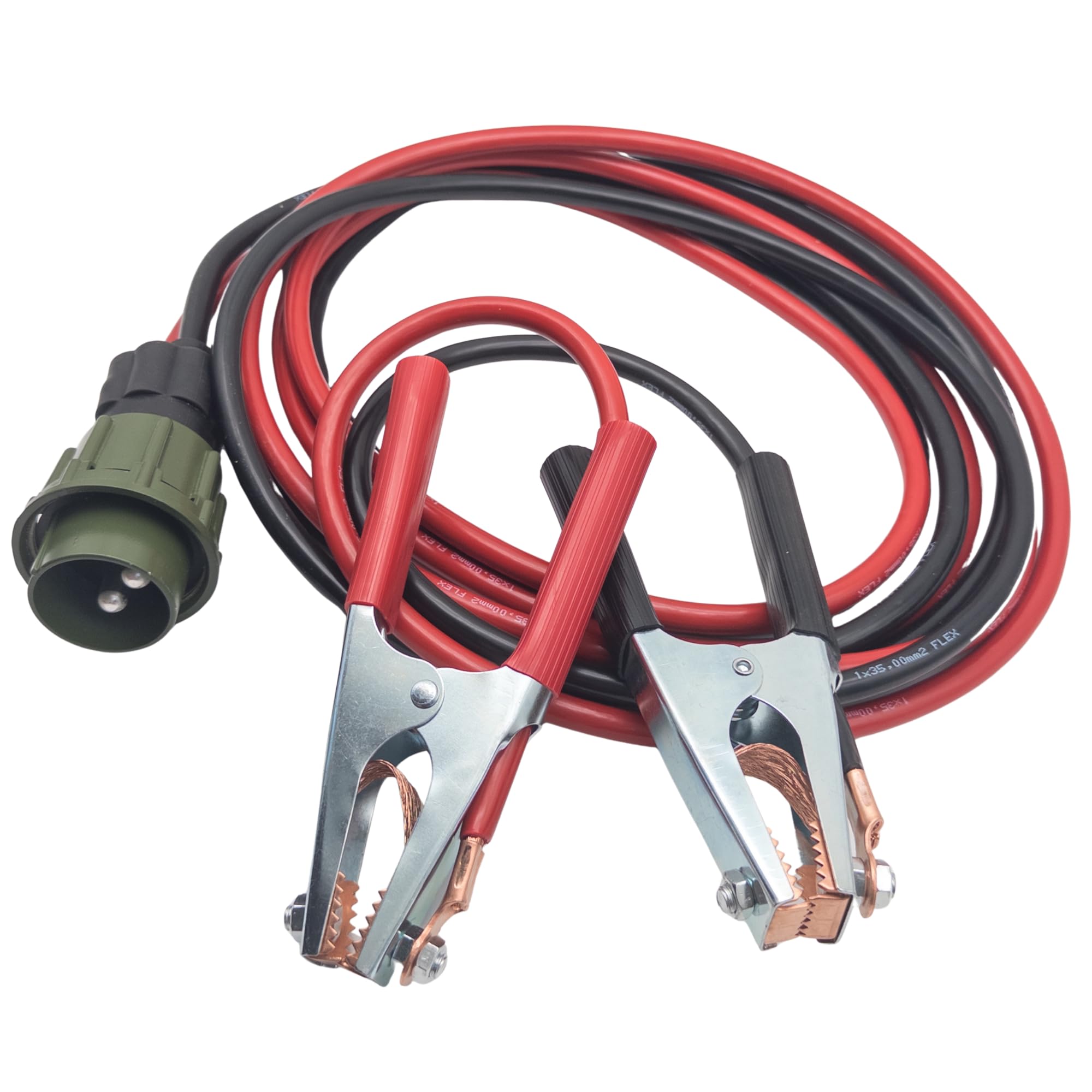 Cable de arranque con conector OTAN de 4 m, 35 mm², 2 pines, 12/24 V, para camiones, vehículos comerciales, militares, tractores y maquinaria de construcción