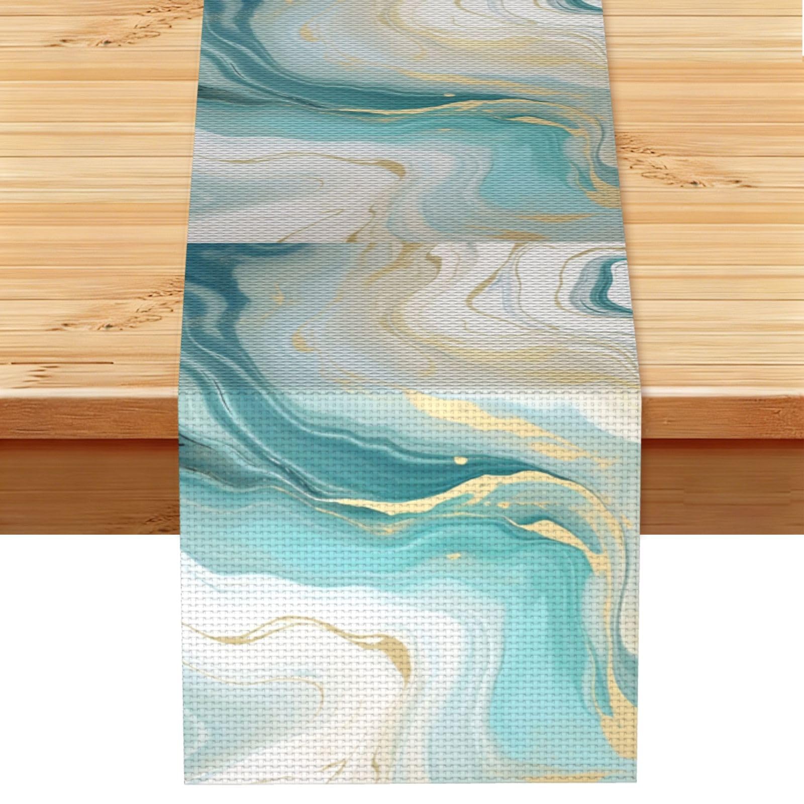 Chemin de table marbre turquoise 183cm pour protéger et décorer la table
