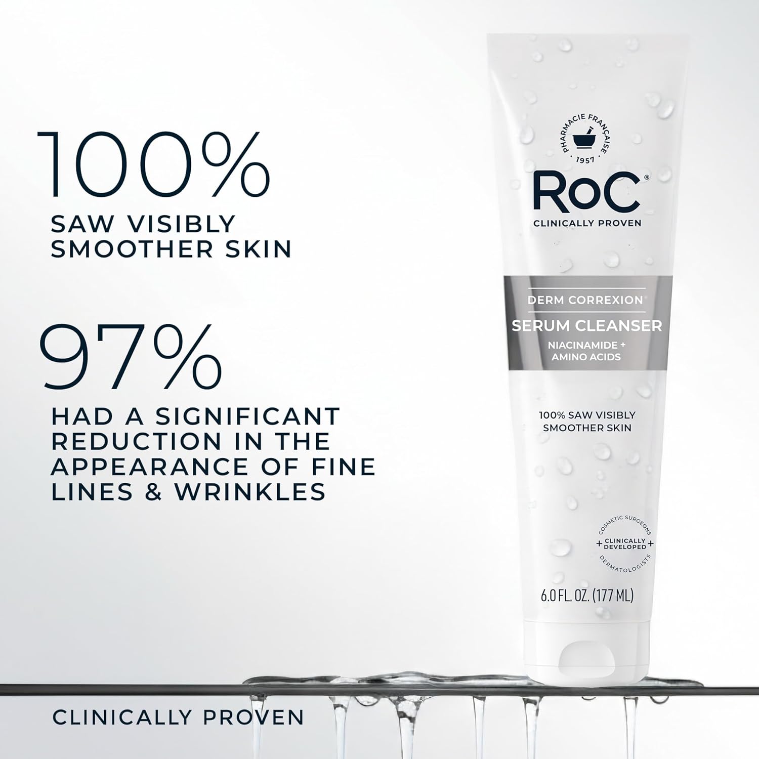 RoC Retinol Correxion Deep Wrinkle Serum Facial Cleanser with Niacinamide for Anti-Aging & Fine Lines, Makeup Remover, Ophthalmologist Tested Skin Care, 6 oz - Image 5